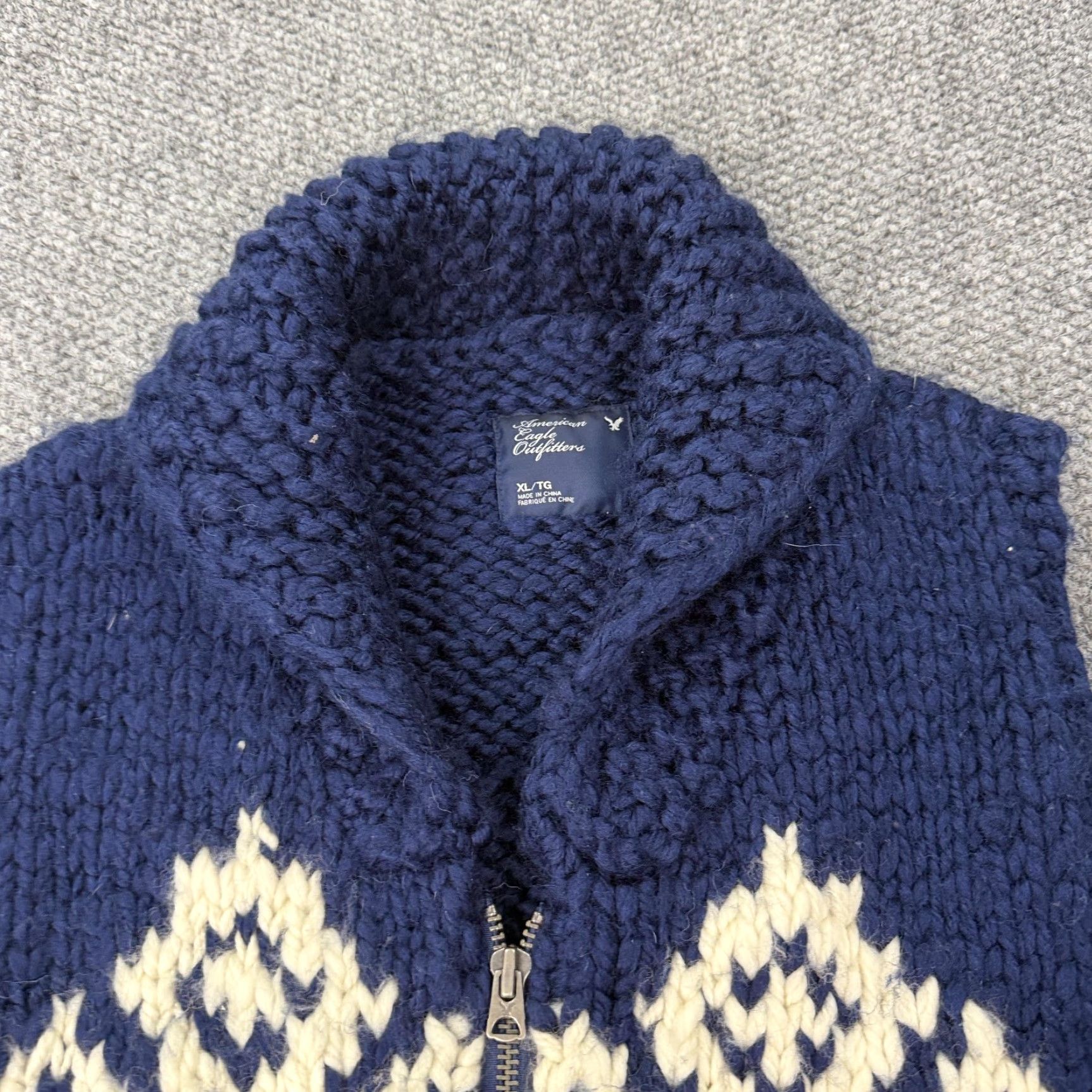 American Eagle Outfitters American Eagle Outfitters Sweater Vest Women XL Navy Wool Blend Zip Fair Isle Knit Pockets Womens Size XL / US 12-14 / IT 48-50 - 5 Thumbnail