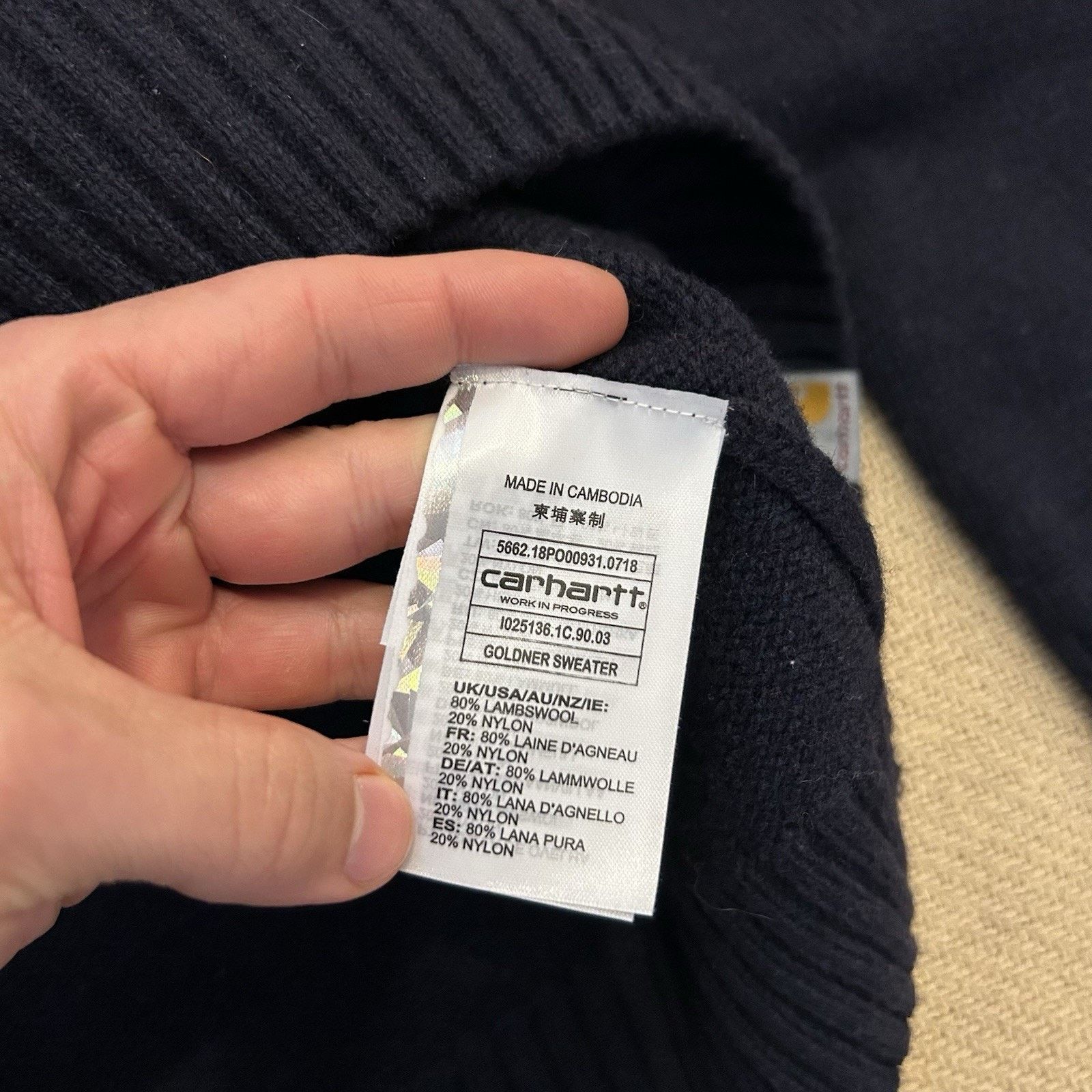 Carhartt WIP Work In Progress Goldner Lambs Wool Knit Striped Sweater Size US L / EU 52-54 / 3 - 4 Thumbnail