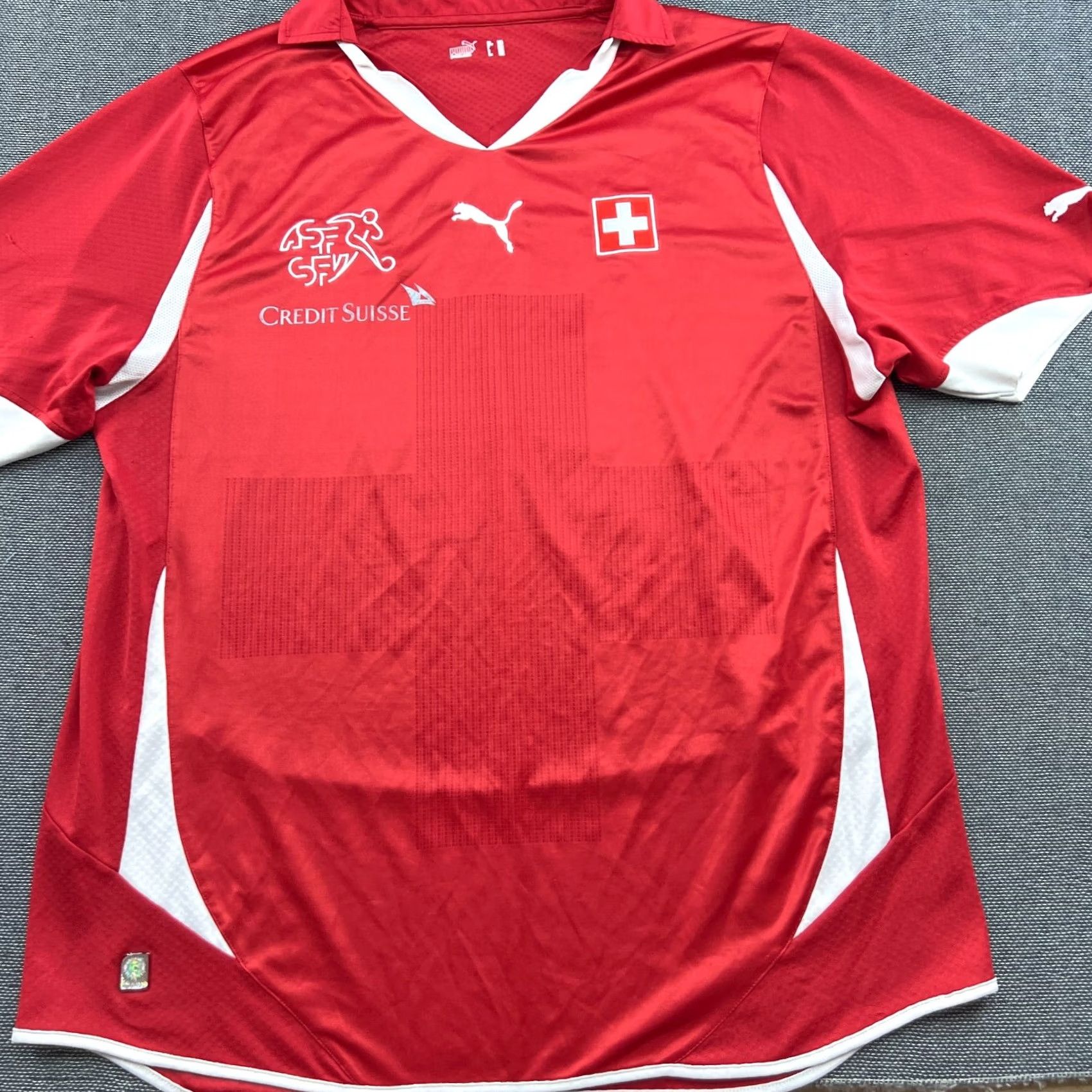 Puma PUMA Shirt Red Switzerland 2010 2011 Home Football Behrami #11 Jersey Mens 2XL Short Sleeve Jersey Shirt Red 2XL Mens Football Sports Jersey Size US XXL / EU 58 / 5 - 2 Thumbnail
