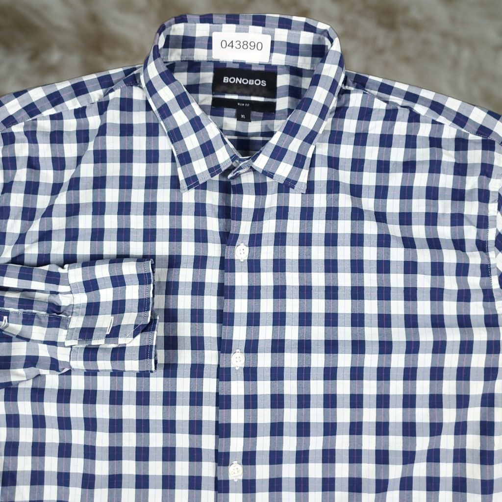 Bonobos Bonobos Shirt Mens XL Blue Plaid Casual Button-Up Long Sleeve Shirt Size US XL / EU 56 / 4 - 1 Thumbnail