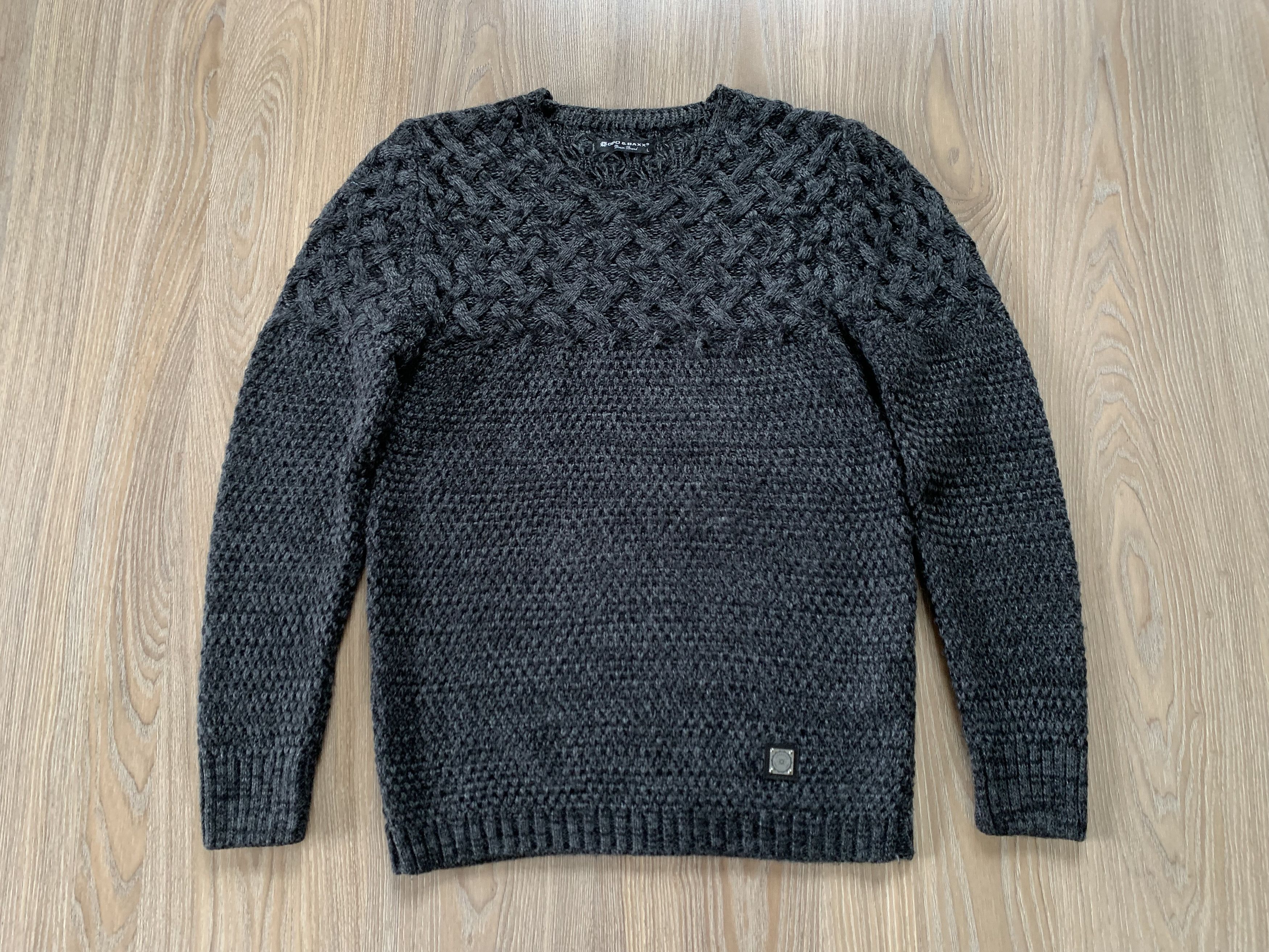 Japanese Brand Cipo & Baxx Knit Wool Gray Sweater Size US L / EU 52-54 / 3 - 2 Thumbnail