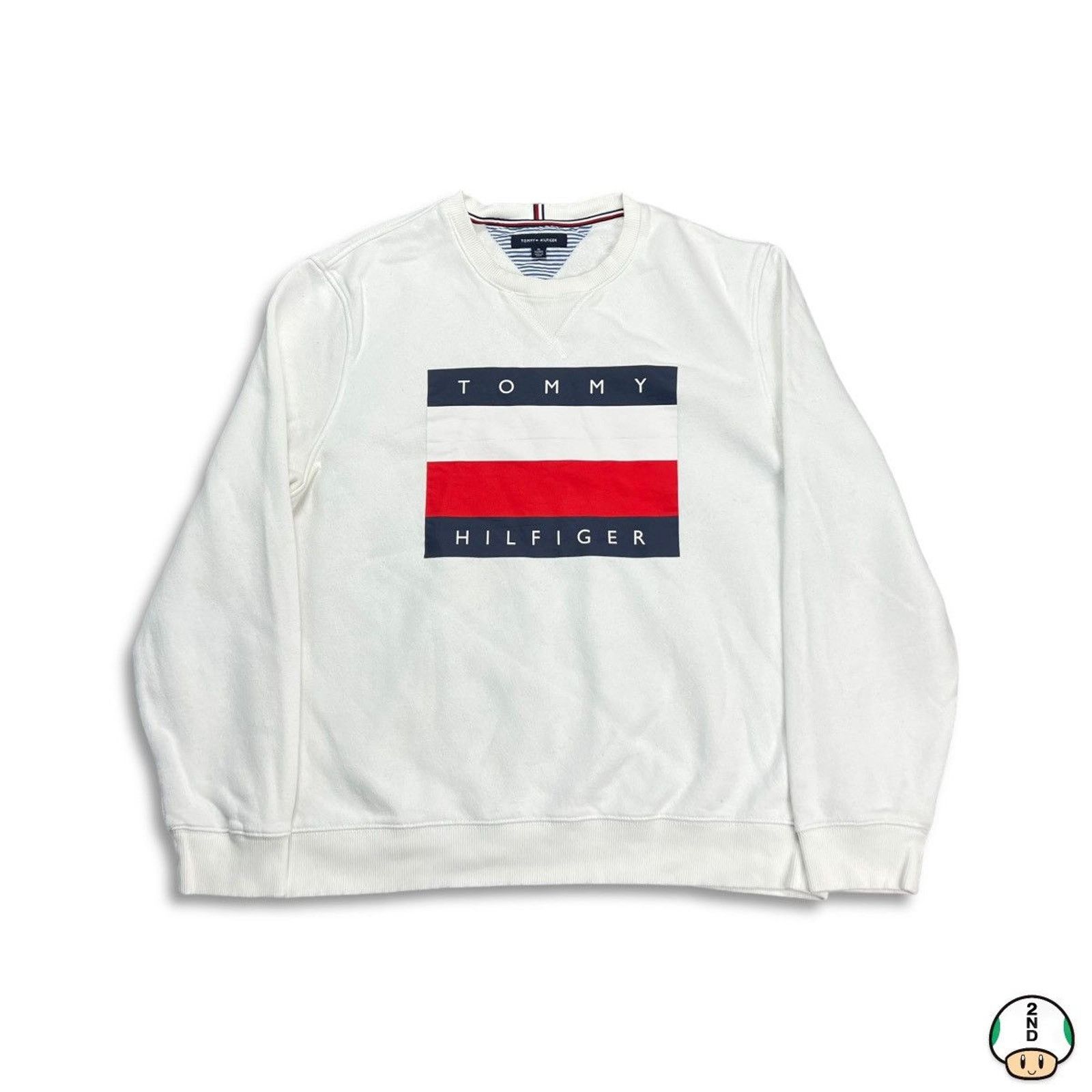 Tommy Hilfiger × Vintage Tommy Hilfiger Sweatshirt Tommy Flag Fleece Pullover Crew Size US XL / EU 56 / 4 - 1 Thumbnail
