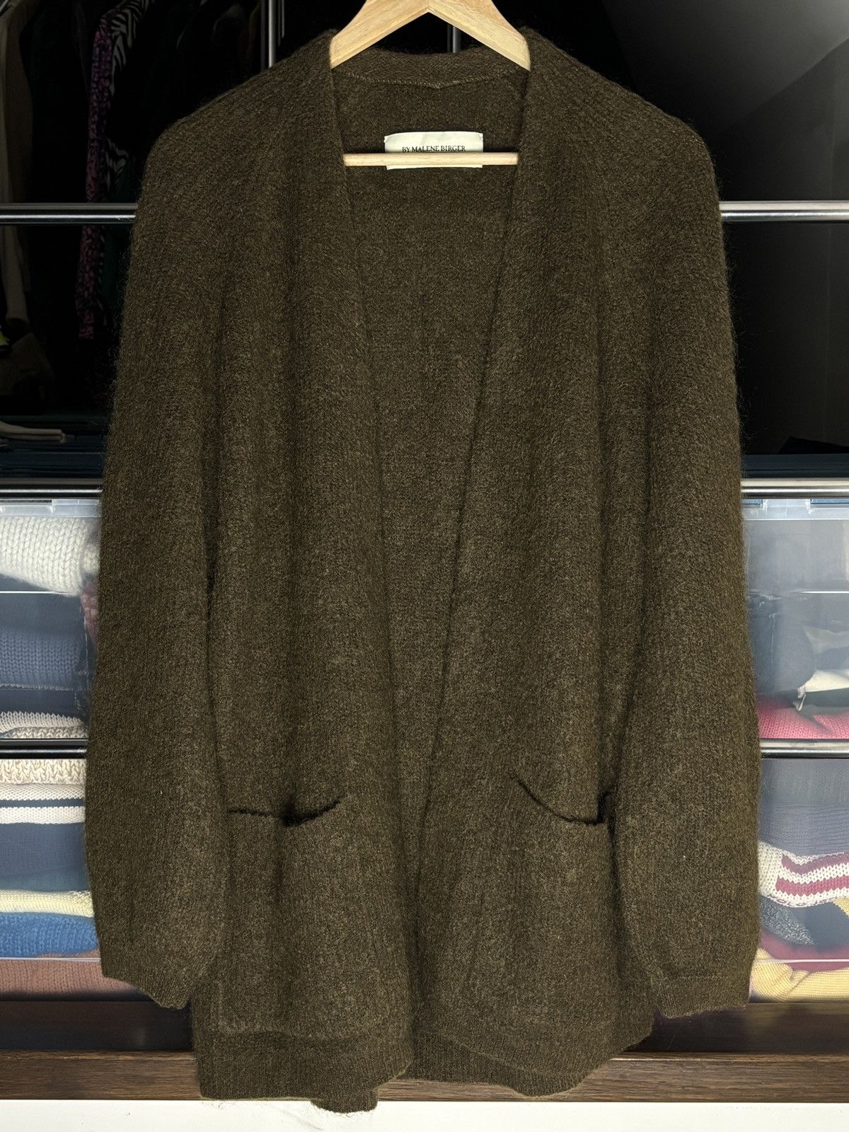 By Malene Birger By Malene Birger Wool Mohair Olive Oversize Cardigan Sweater Size S / US 4 / IT 40 - 1 Thumbnail
