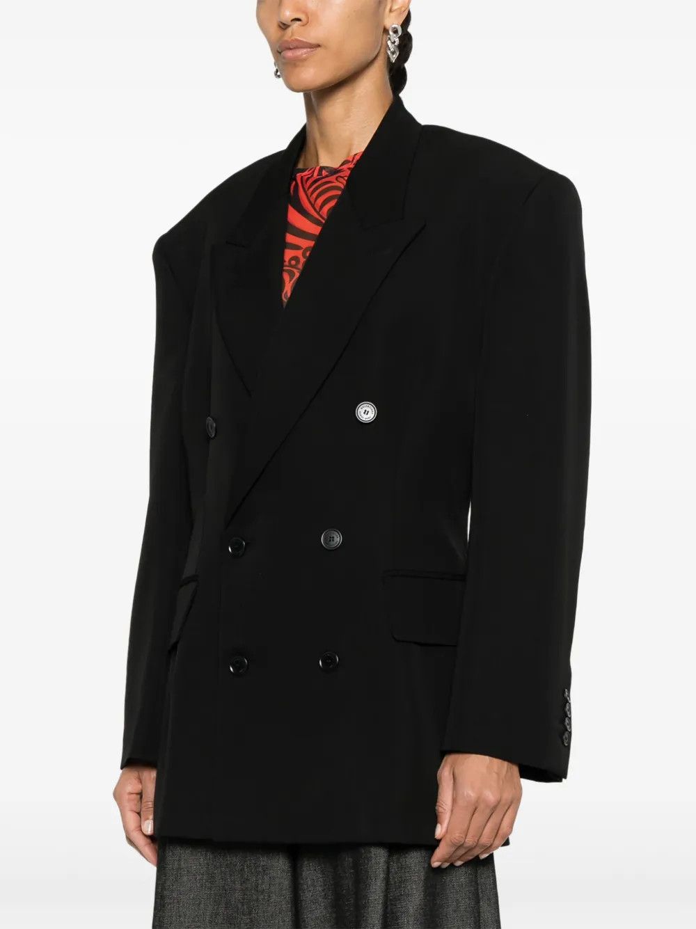 Balenciaga o1y0625 Wool Blazer in Black Size S / US 4 / IT 40 - 3 Thumbnail