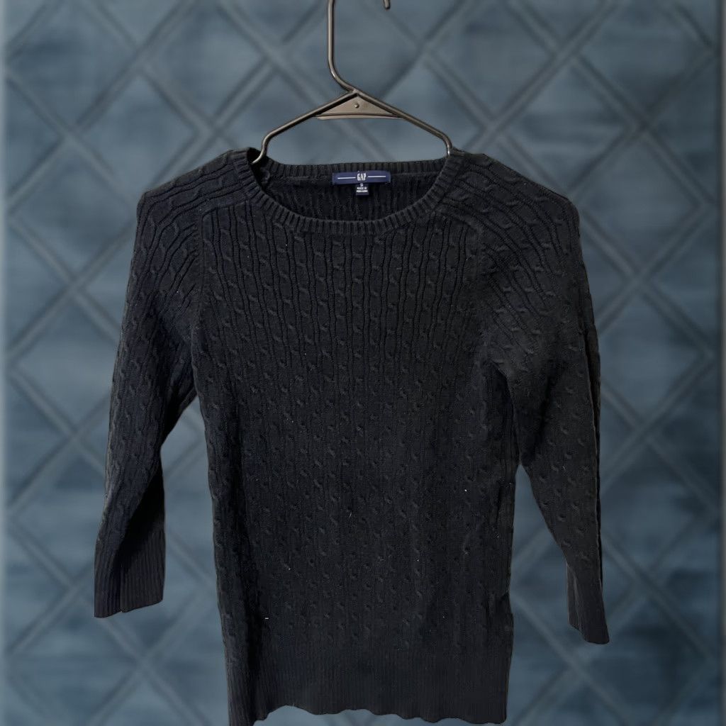 Gap Gap Womens Black Cable Knit Pullover Sweater Sz Small 3/4 Sleeve Size S / US 4 / IT 40 - 1 Thumbnail