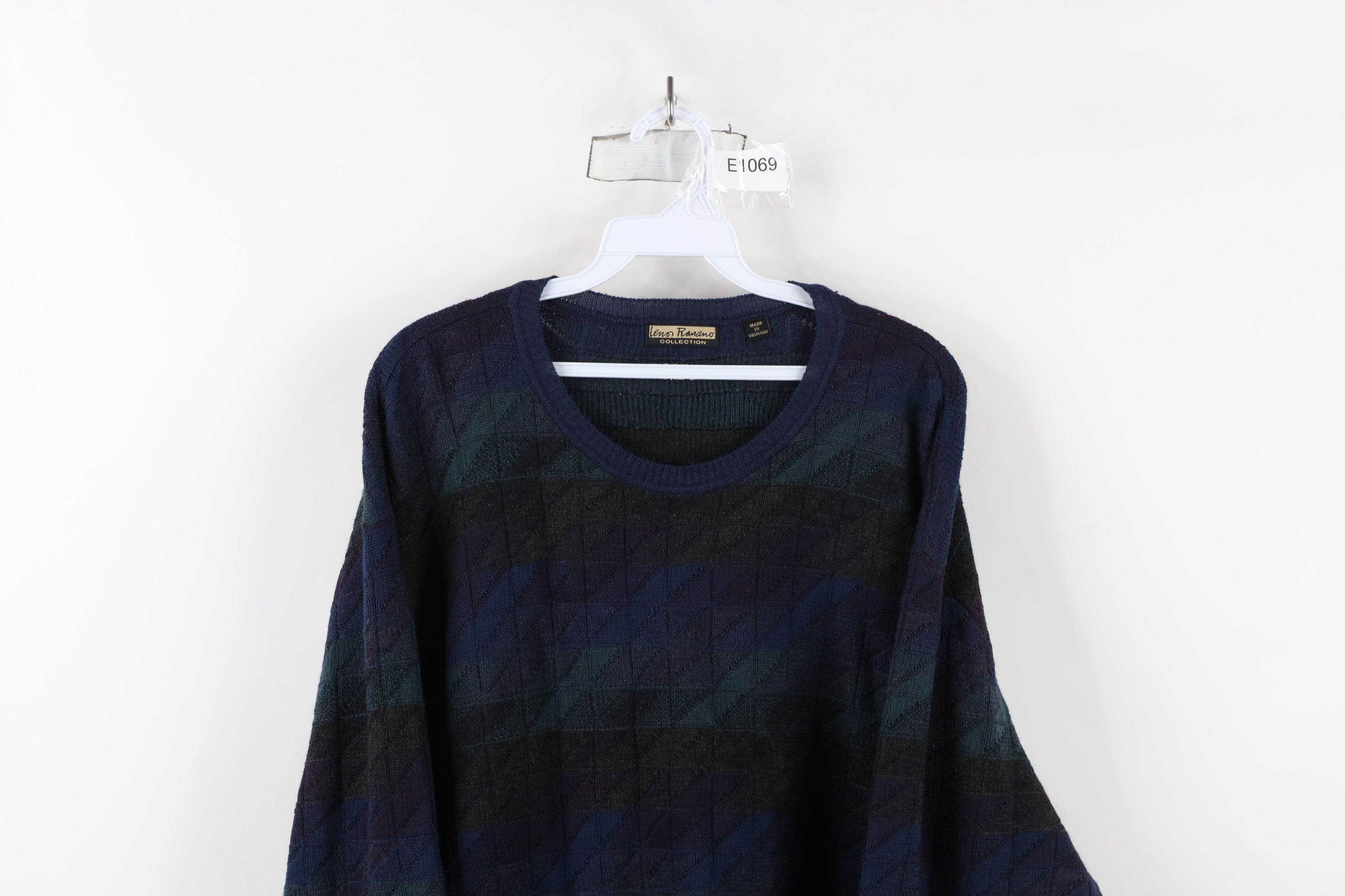 Vintage Vintage 90s Coogi Style Wool Rainbow Checkered Knit Sweater Size US XXL / EU 58 / 5 - 2 Thumbnail