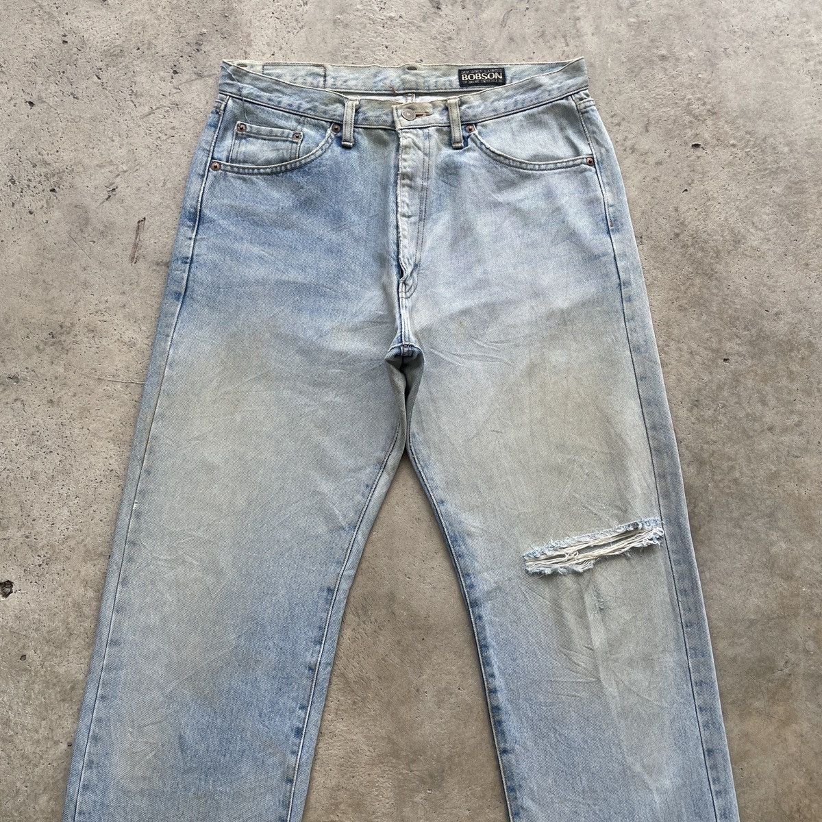 Japanese Brand Vintage Bobson Japan Jeans Faded Distressed Denim Pants W33 Size US 33 - 3 Thumbnail