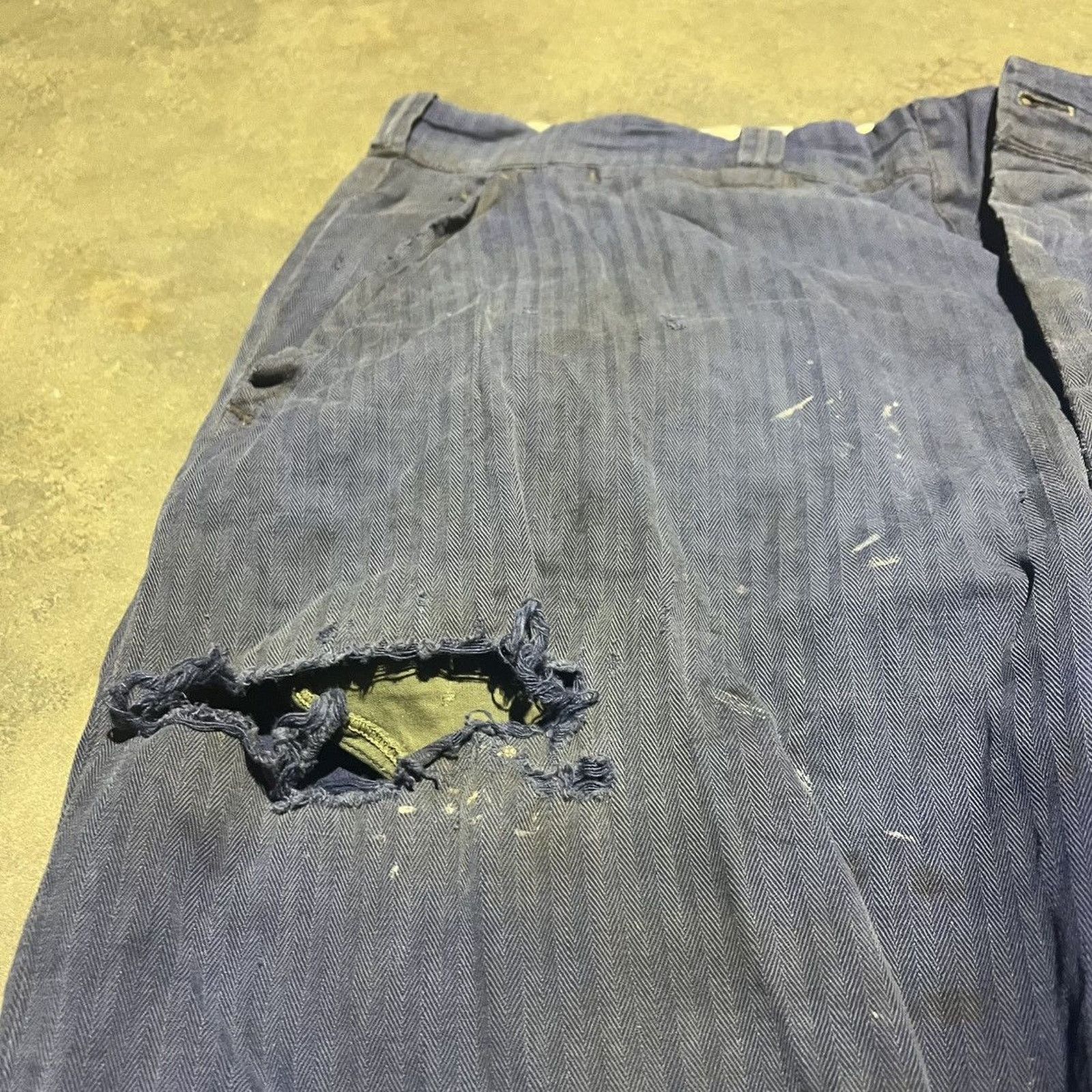 Vintage 40s Hart Blue HBT Striped Workwear Pants 36x32