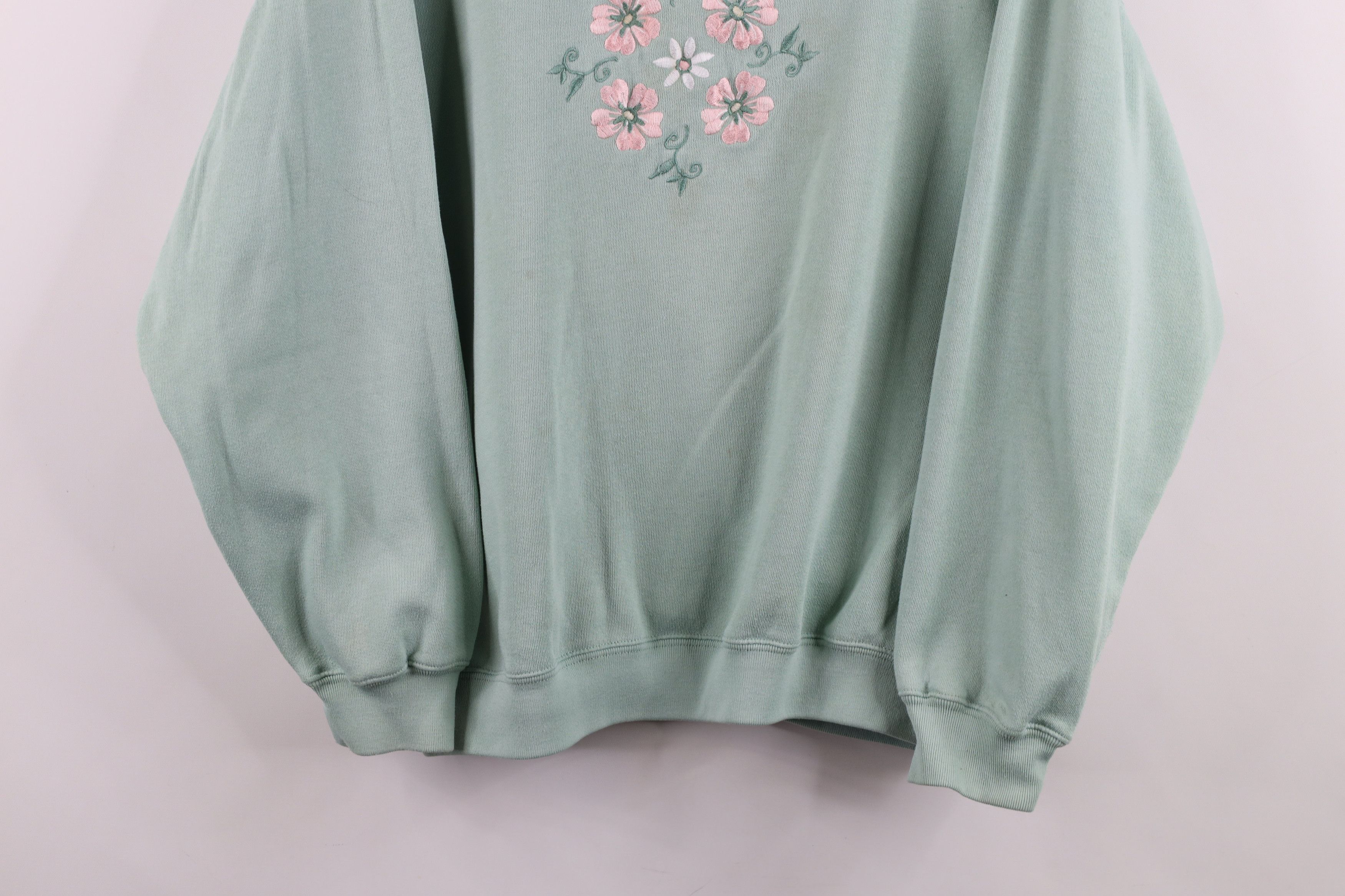 Vintage Vintage 90s Streetwear Nature Flower Floral Sweatshirt Green Size L / US 10 / IT 46 - 3 Thumbnail