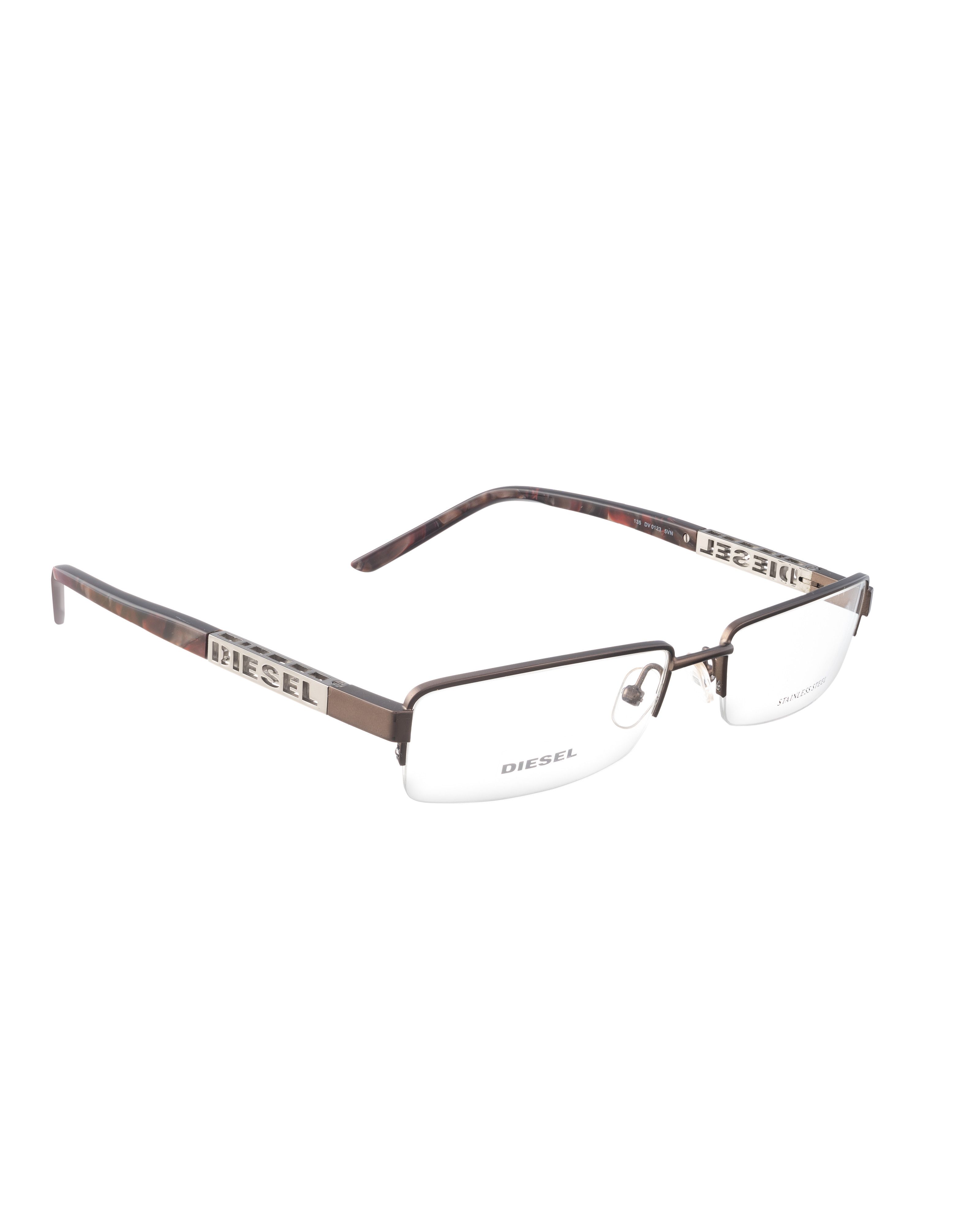 Diesel Diesel 90s Brown Havana Half Rim Glasses with Silver Logo Size ONE SIZE - 1 Thumbnail