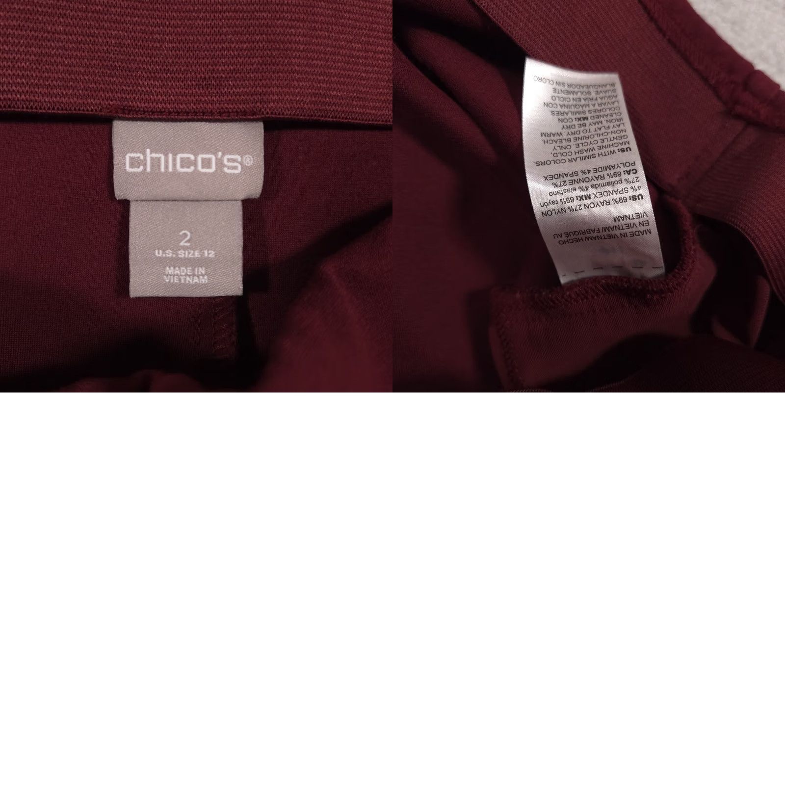 Vintage Chico's Pants Women's 12 Red Stretch Pull On Ankle Career Cropped Office Pants Size 34" / US 12 / IT 48 - 9 Thumbnail