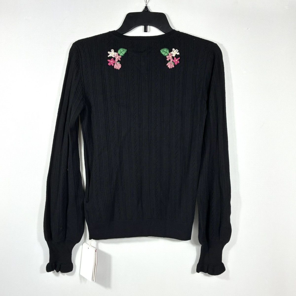 Valentino Valentino Garavani Floral Embroidered Wool Cardigan S Black Size S / US 4 / IT 40 - 5 Thumbnail