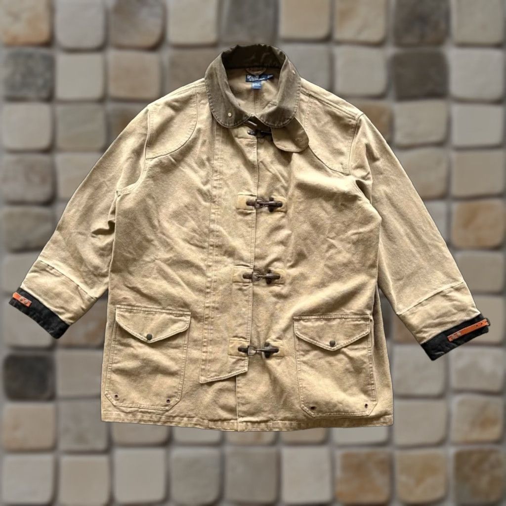 Polo Ralph Lauren VINTAGE Polo by Ralph Lauren Fireman Jacket Leather Cuffs Size 2XL Cream Cotton Men Regular XXL RARE Size US XXL / EU 58 / 5 - 1 Thumbnail