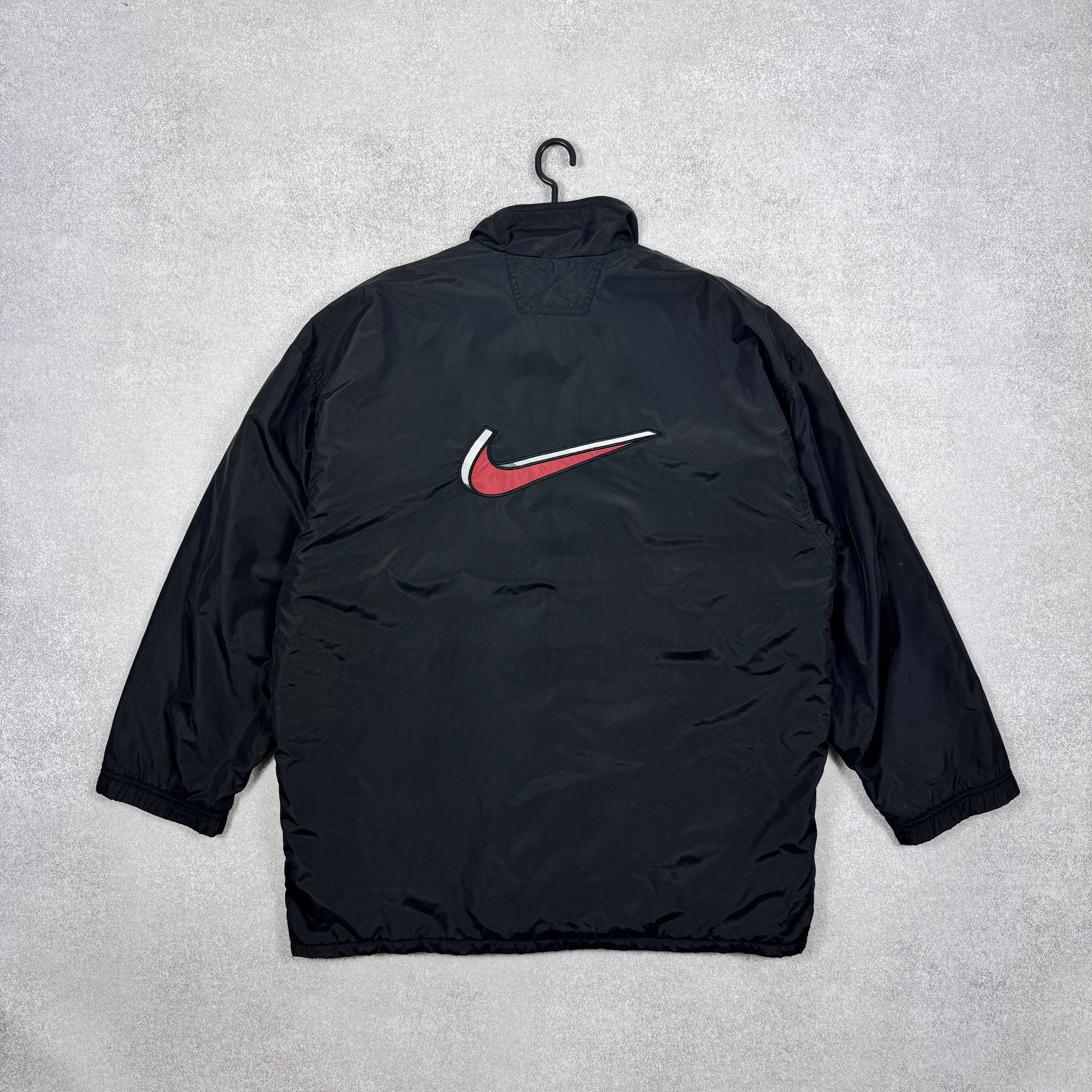 00s Vintage Nike Backside Big Logo Black Nylon Jacket XXL