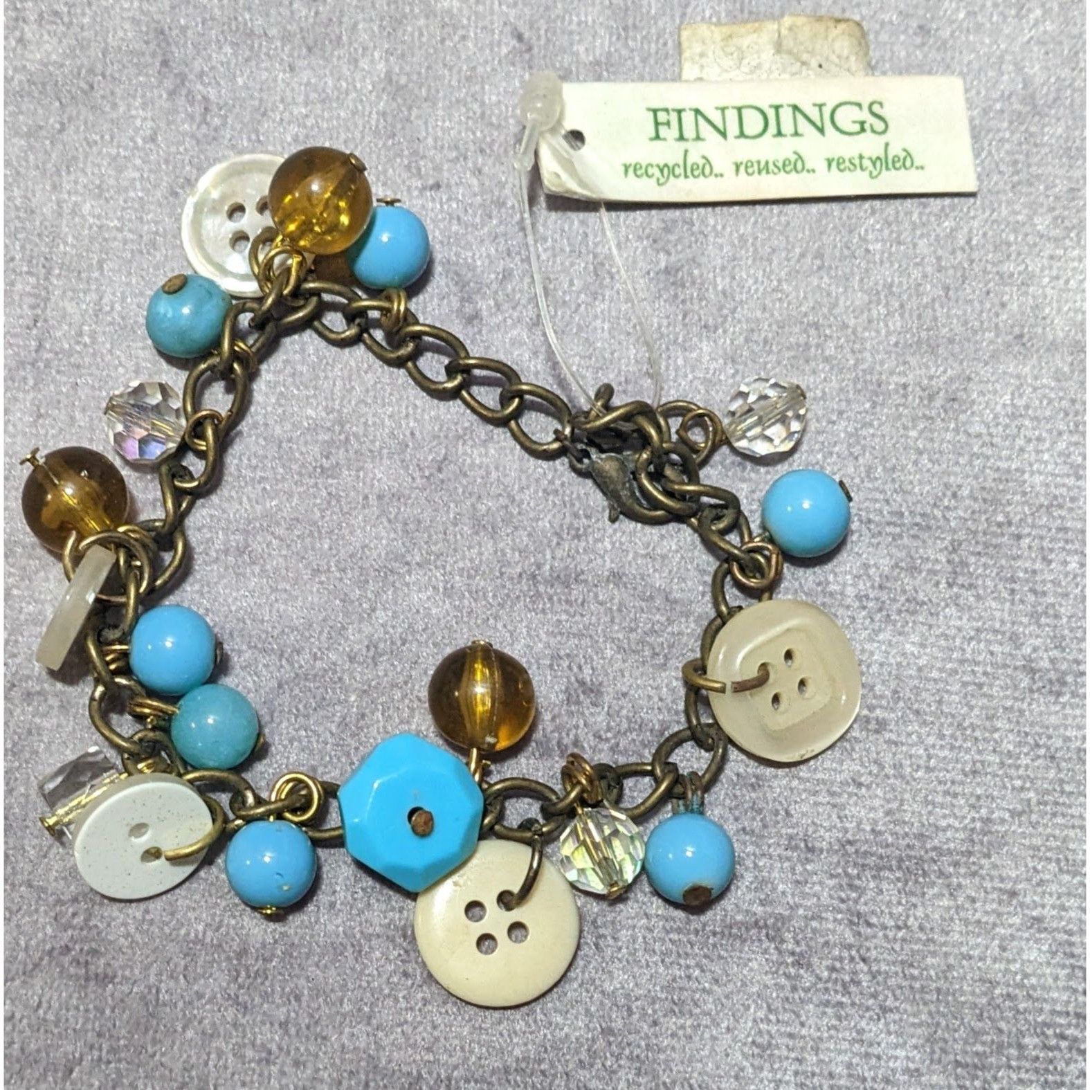 Other Findings Beaded Button Charm Recycled Bracelet Size ONE SIZE - 4 Thumbnail