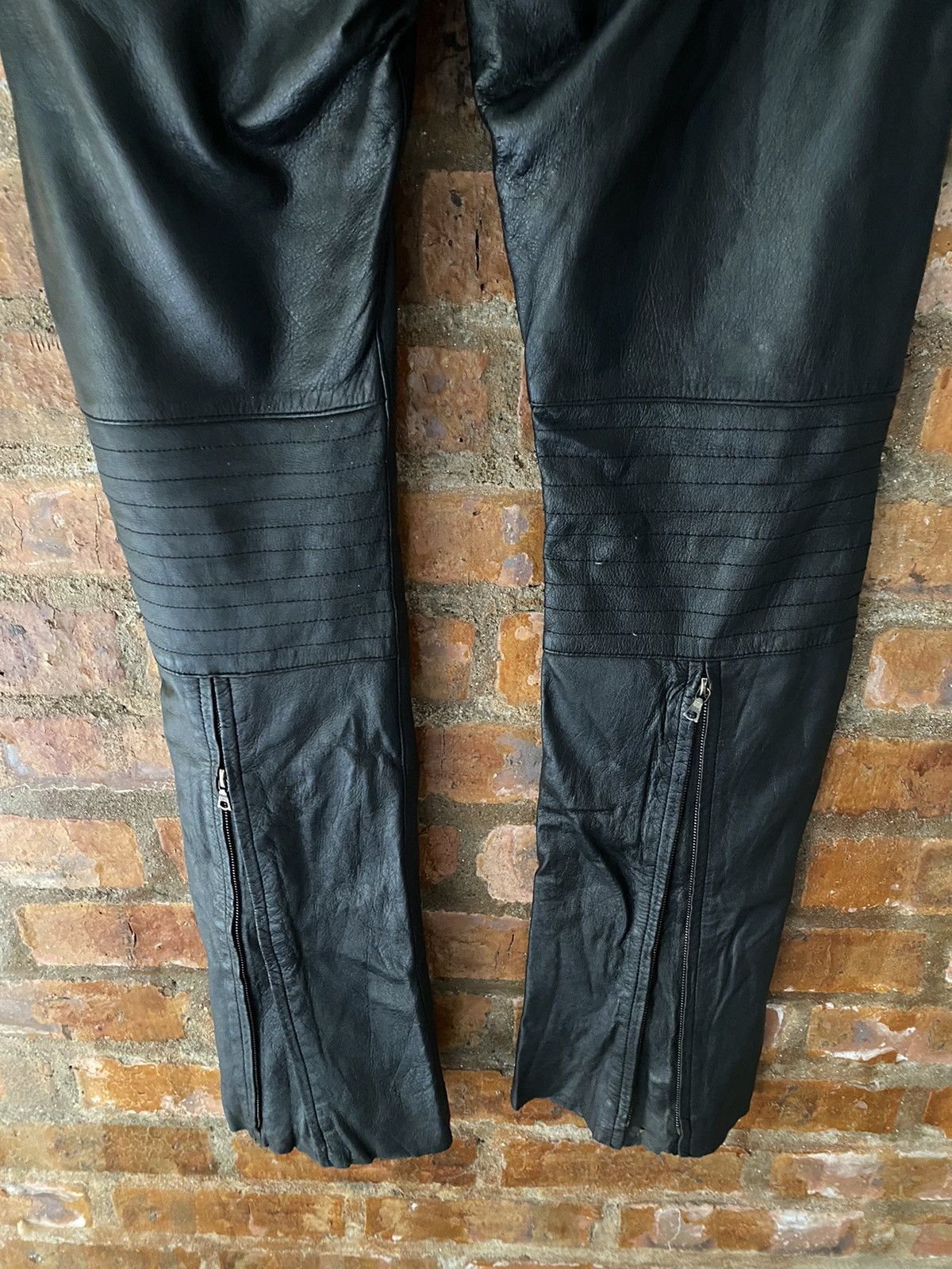 NO ID 2000s Lamb Leather Rider Zipper pants Size US 33 - 11 Thumbnail