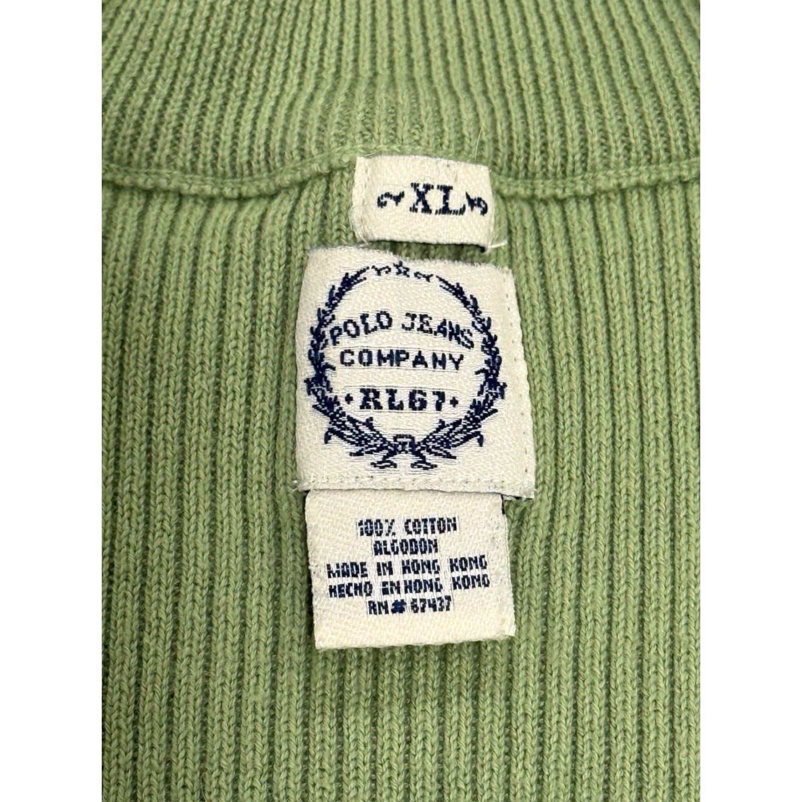 Ralph Lauren VINTAGE Ralph Lauren Ribbed Quarter Zip Knit Sweater Moc Neck Green XL Women 90s Pullover 1/4 Zip Size XL / US 12-14 / IT 48-50 - 2 Thumbnail