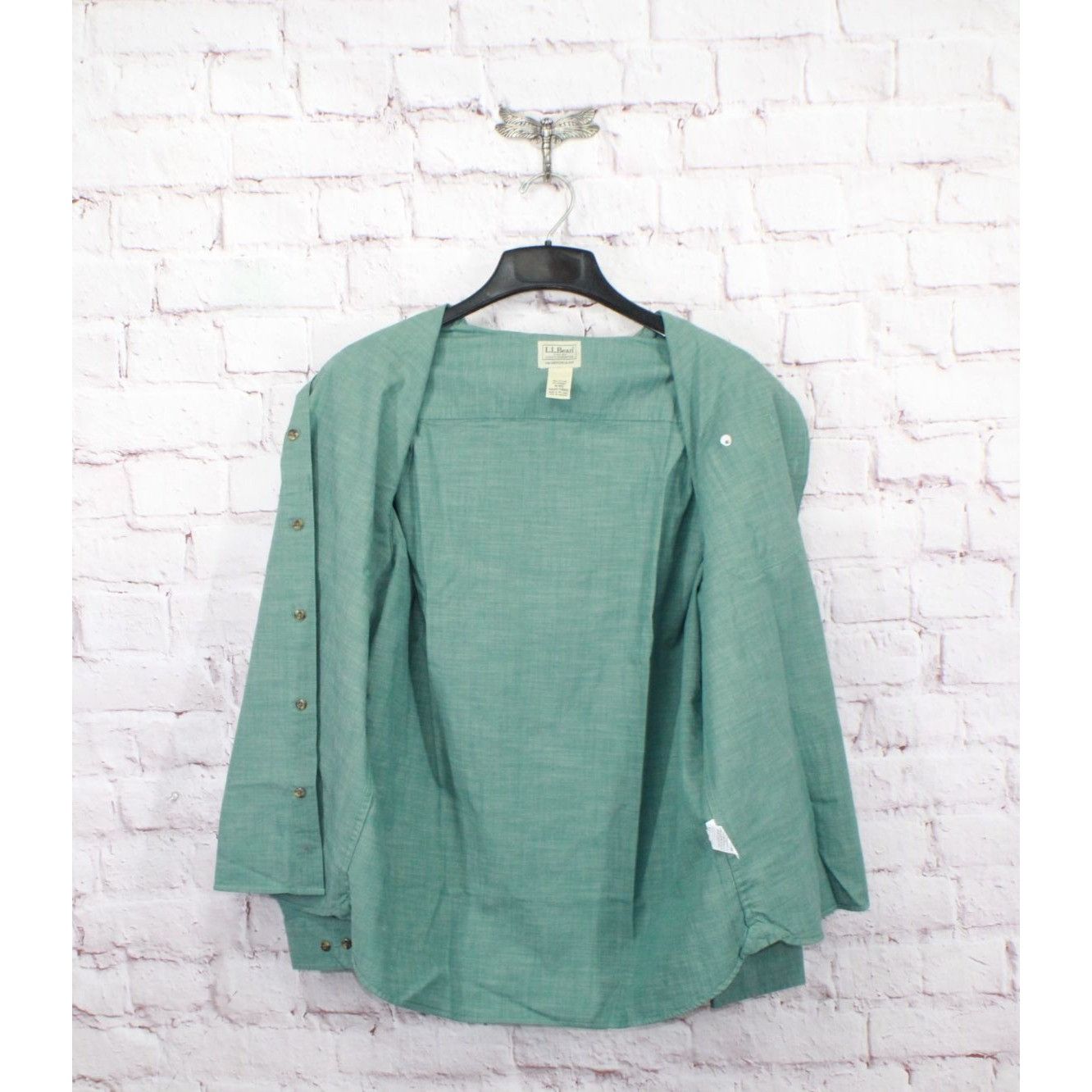 L.L. Bean LL Bean Heather Green Cotton Long Sleeve Button Up Shirt Size US M / EU 48-50 / 2 - 7 Thumbnail