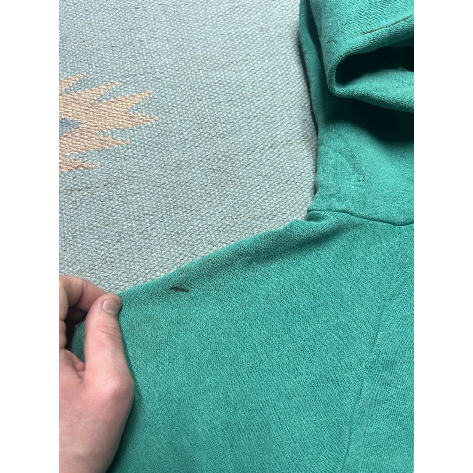 Altea VINTAGE 70s pullover hoodie sweatshirt Blue Mens Hoodie M Teal Turquoise Distressed Sleeve? Size US M / EU 48-50 / 2 - 4 Thumbnail