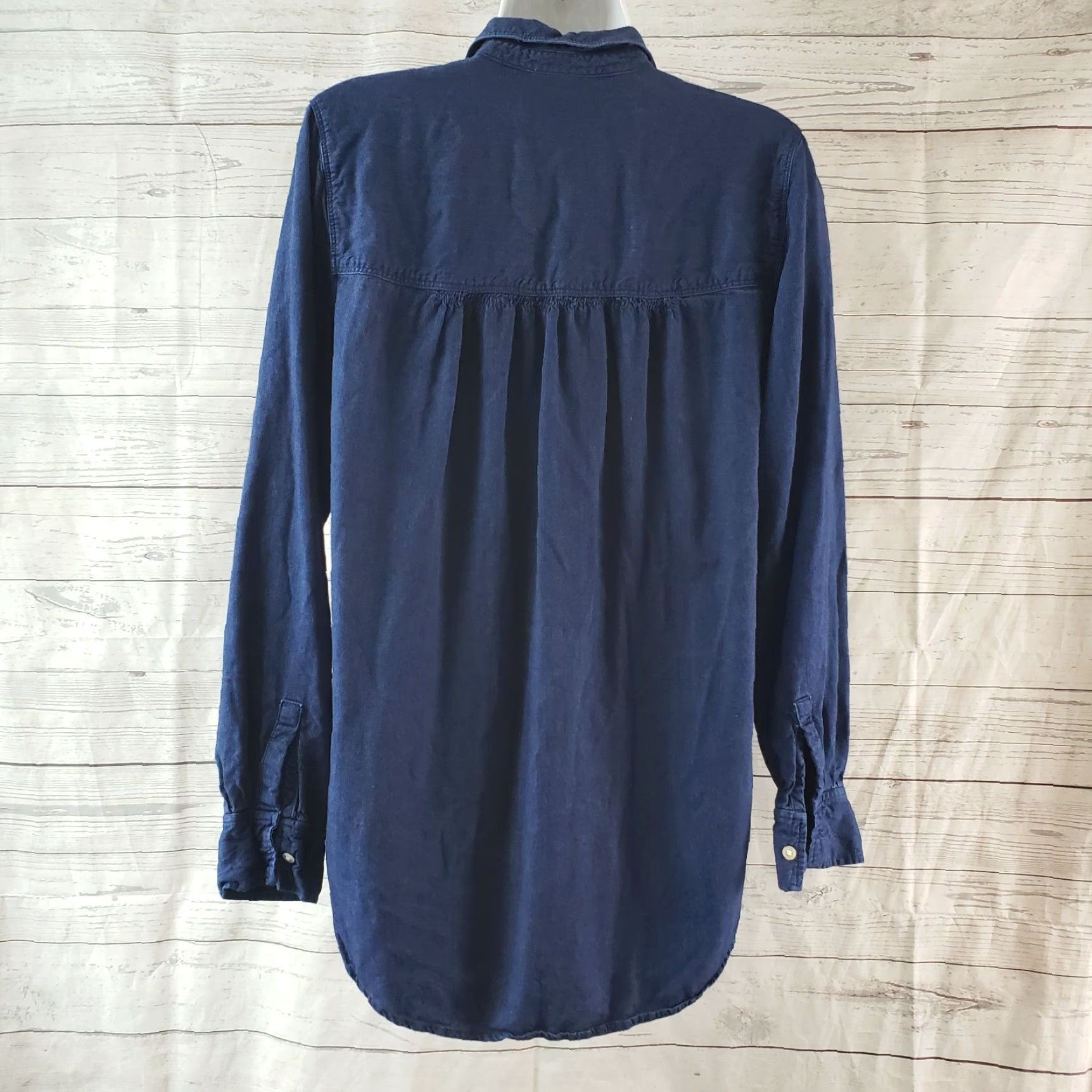 Ann Taylor Ann Taylor LOFT Shirt Womens Small Blue Long Sleeve Button-Up Rayon Blend Size S / US 4 / IT 40 - 4 Thumbnail