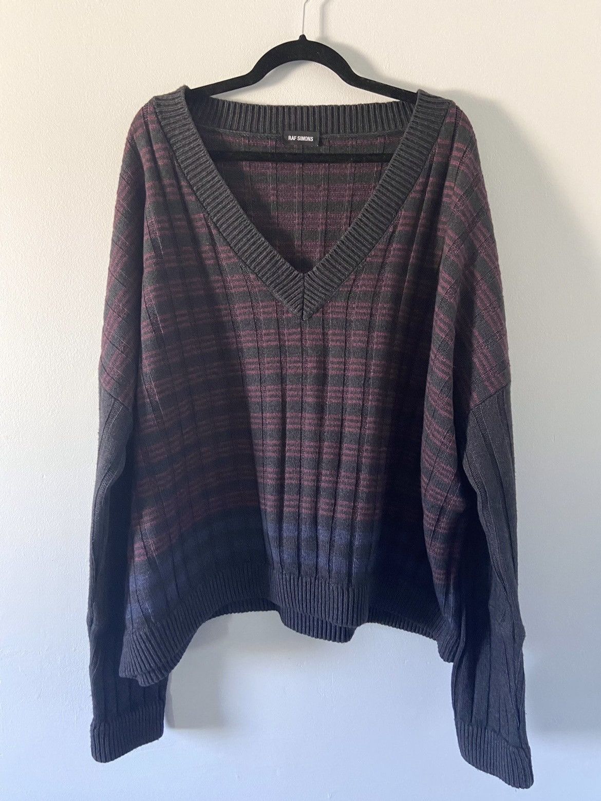 image of Raf Simons Ss18 Oversized Knit V Neck Sweater, Men's (Size Small)