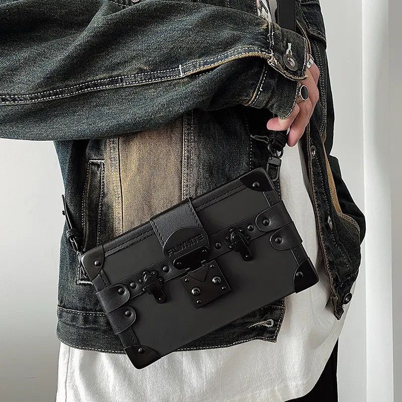 Japanese Brand Streetwear Crossbody Shoulder Buckle Box Bag PU Leather Size ONE SIZE - 2 Thumbnail