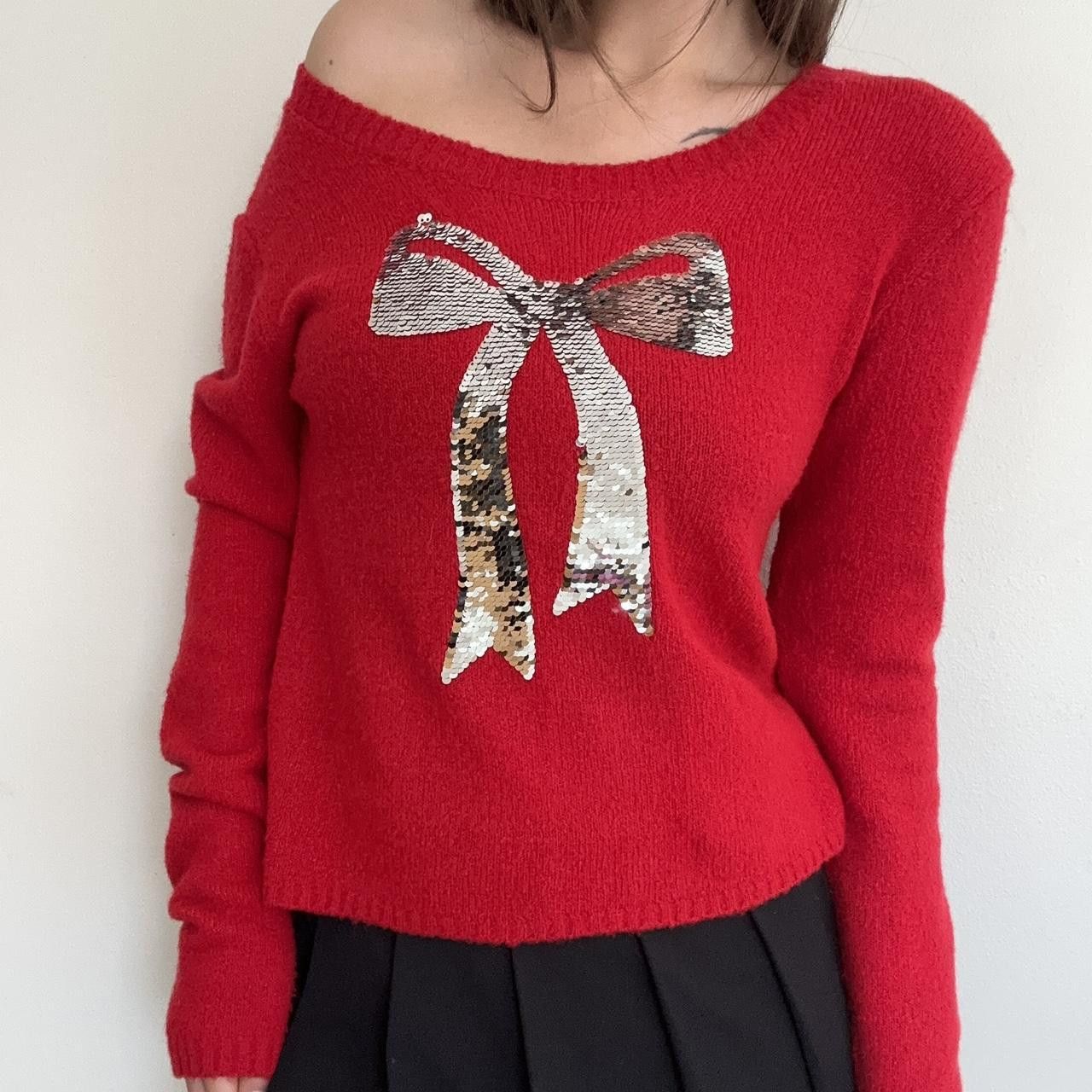 Other Red sequin sweater bow print, holiday Christmas Size S / US 4 / IT 40 - 4 Thumbnail