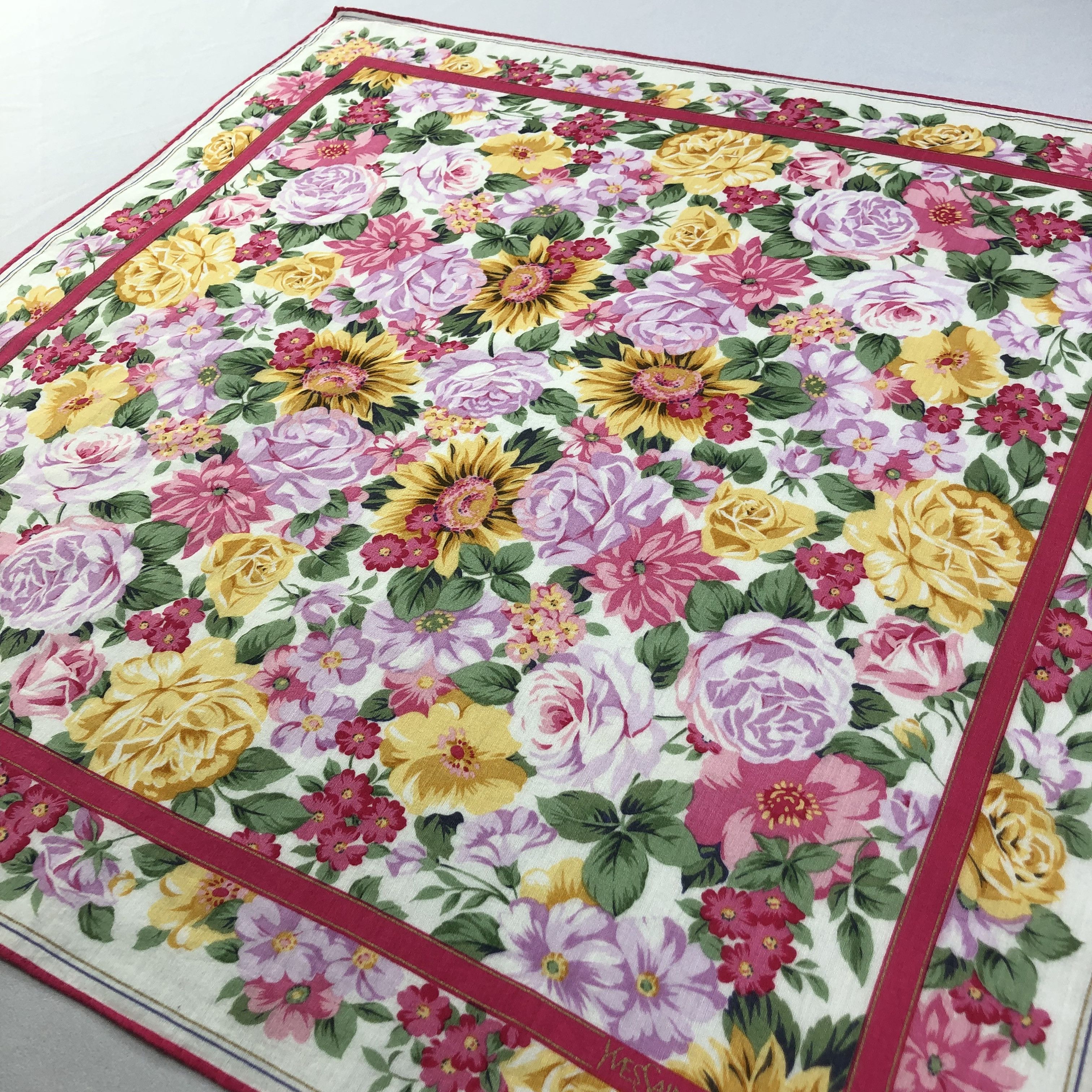 Yves Saint Laurent YSL Floral Handkerchief Neckerchief Bandana H1517 Size ONE SIZE - 3 Thumbnail