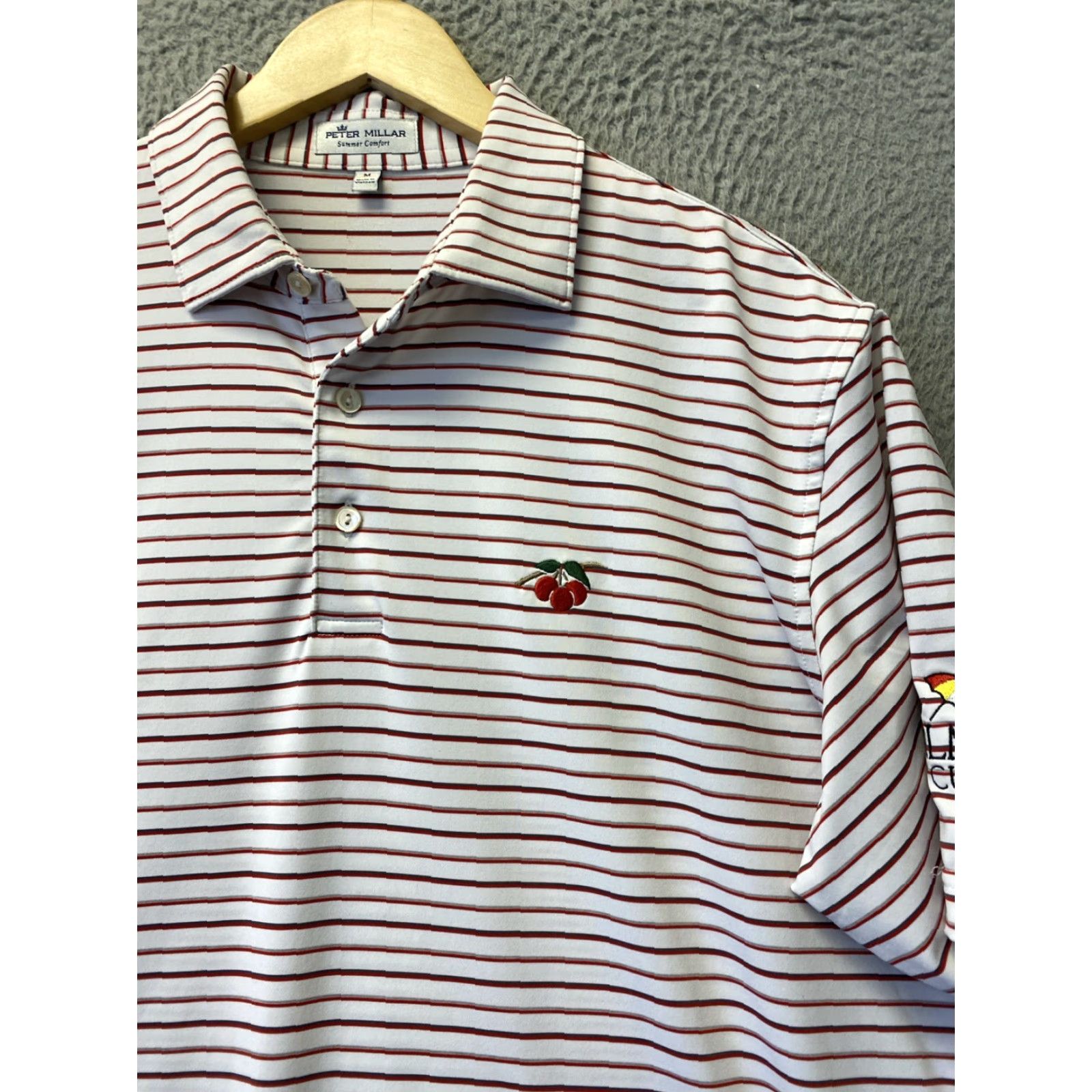 Peter Millar Peter Millar Polo Shirt Men M White Striped Short Sleeve Button Collared /86-85 Columbus? Size US M / EU 48-50 / 2 - 2 Thumbnail