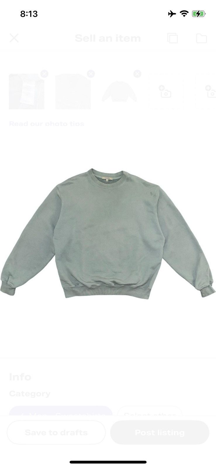 Yeezy Season 6 Glacier Crew sz Small Size US S / EU 44-46 / 1 - 2 Thumbnail