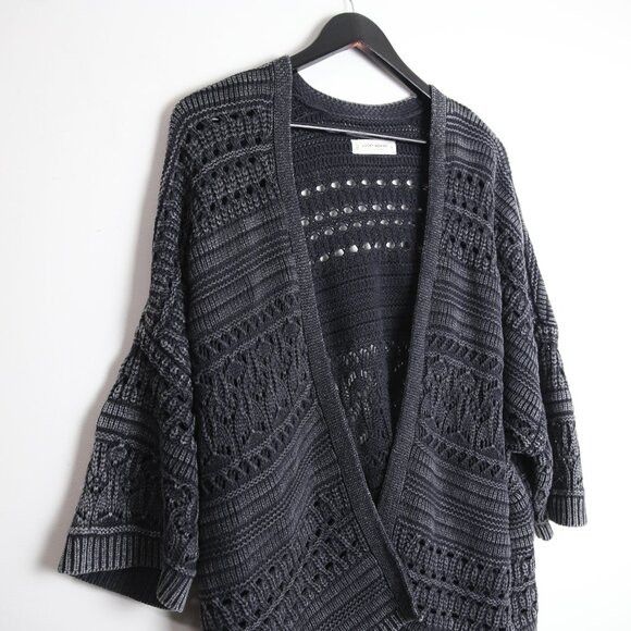 Lucky Brand Lucky Brand Acrylic Blend Open Stitch Cardigan In Black Size M / US 6-8 / IT 42-44 - 2 Thumbnail