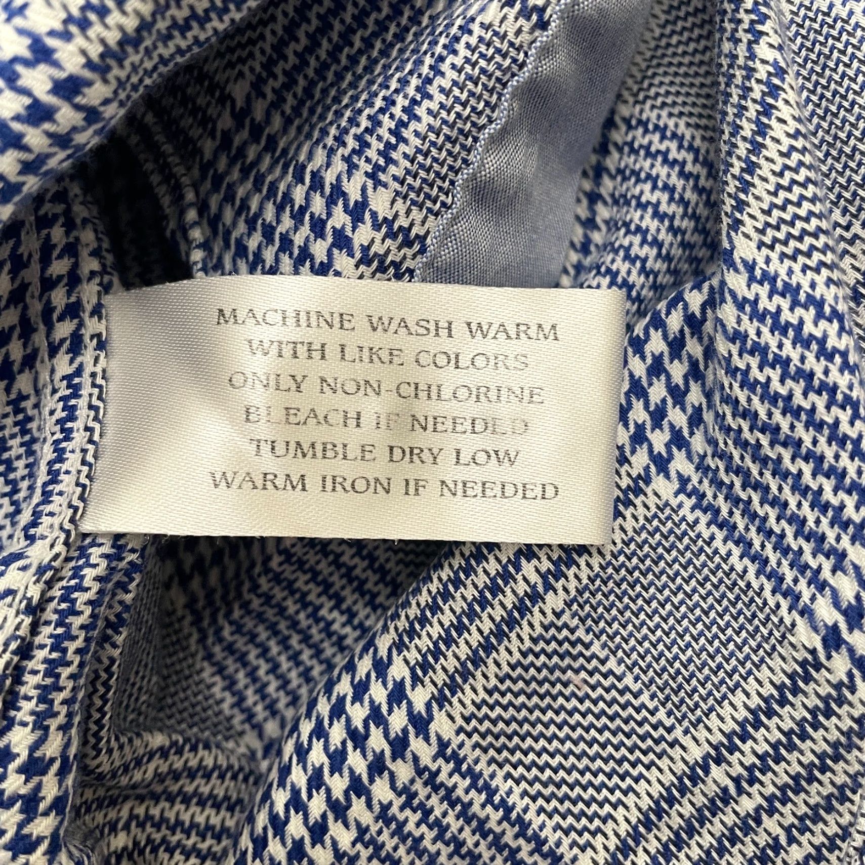 Neiman Marcus Neiman Marcus Houndstooth Dress Shirt Mens M Blue 2-Ply Cotton Work Shirt Jacket? Size 40R - 5 Thumbnail