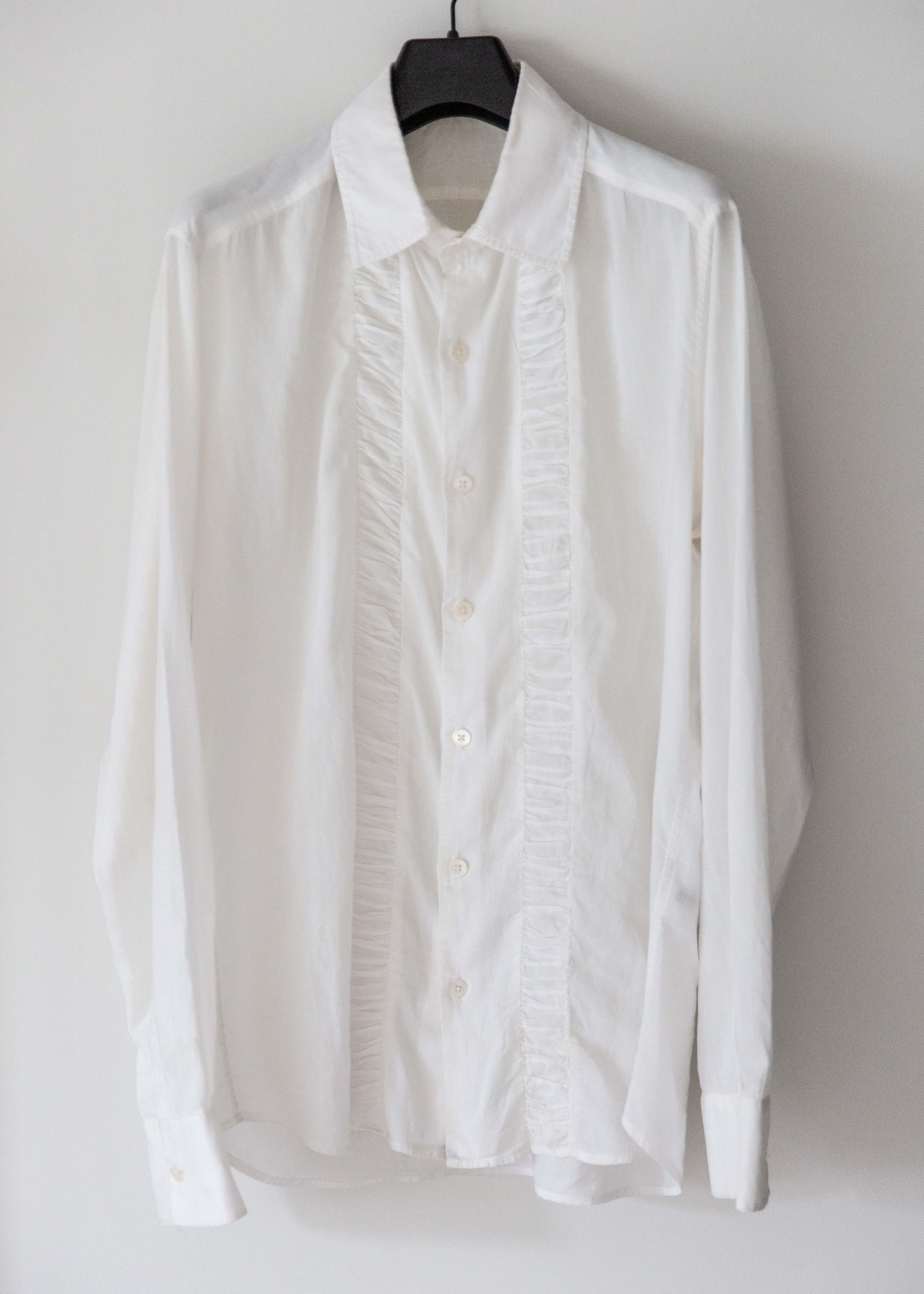 image of Ann Demeulemeester F/w09 Gathered Detailing Shirt in White, Men's (Size Small)