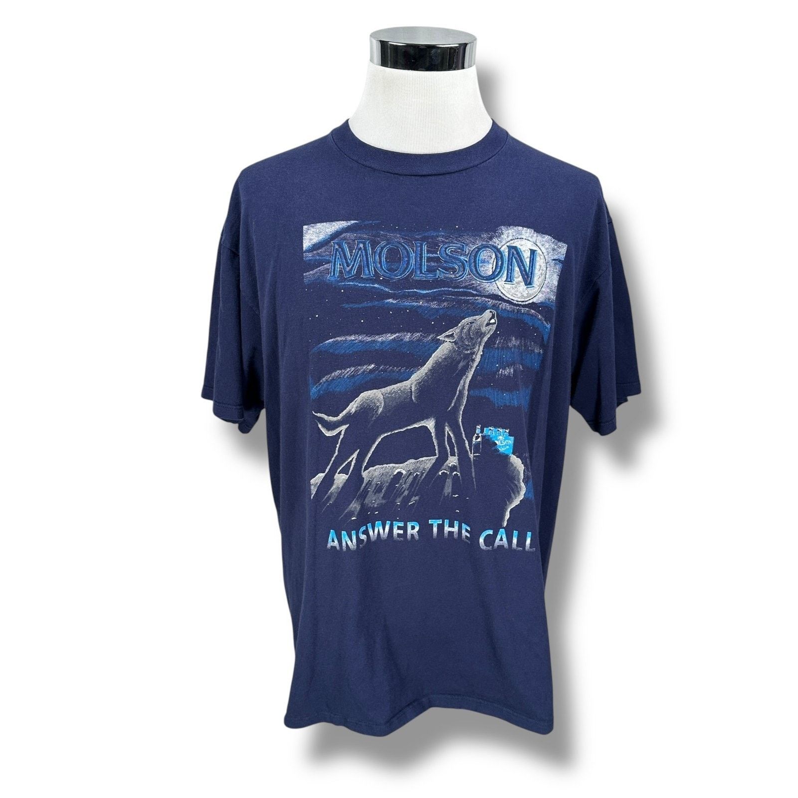 Jerzees Molson Answer The Call Wolf T-Shirt Men 2X Blue Short Sleeve Size US XXL / EU 58 / 5 - 1 Thumbnail