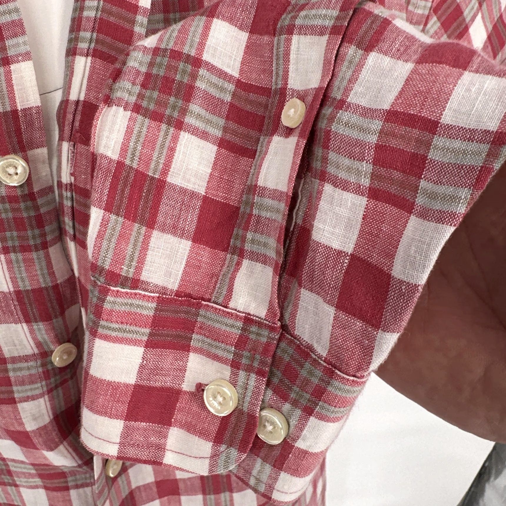 Brooks Brothers Brooks Brothers Shirt Mens Medium Red Plaid Linen Slim Fit Button Down Size US M / EU 48-50 / 2 - 5 Thumbnail