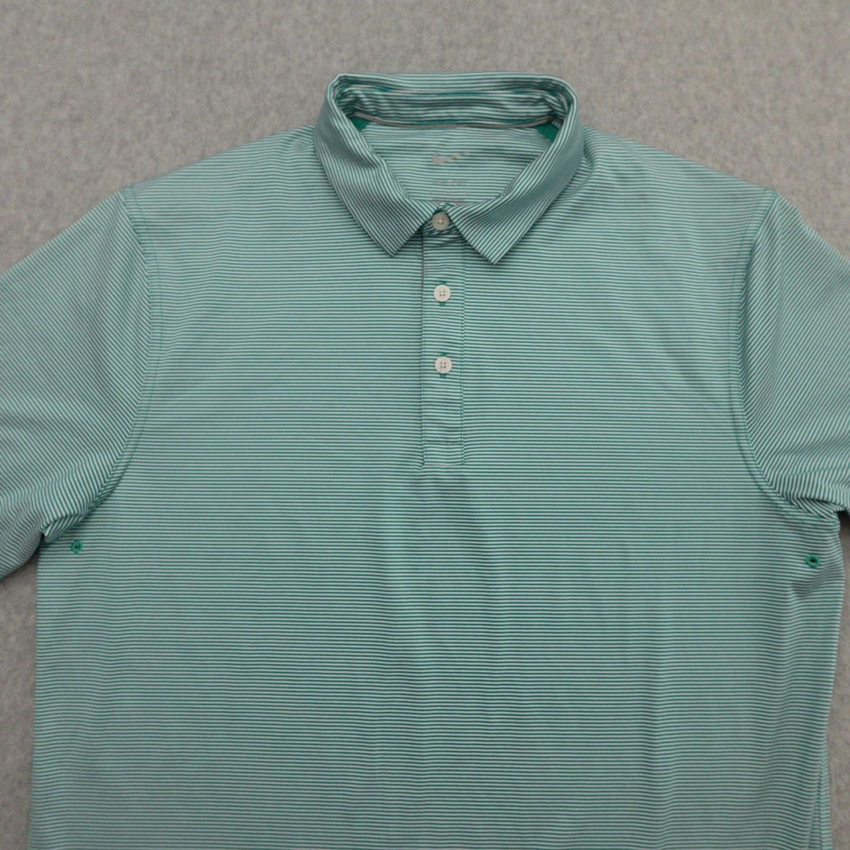 Nike Nike Golf Polo Shirt Mens M 21X28 Striped GREEN w/ Metal Swoosh Vented Shirt Size US M / EU 48-50 / 2 - 7 Thumbnail