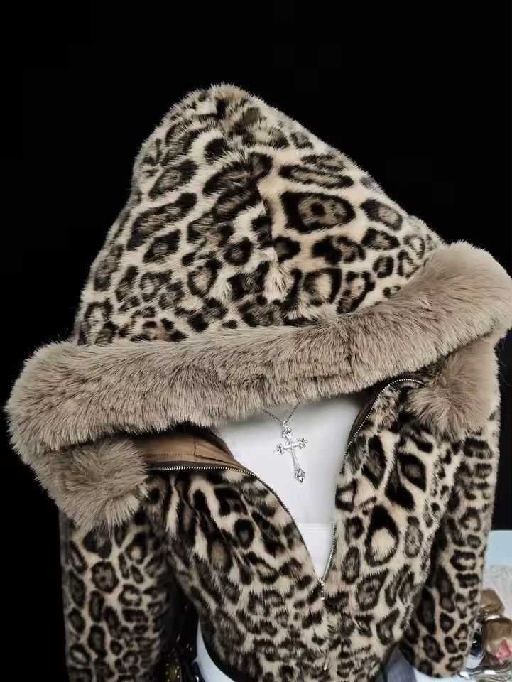 Other Leopard Y2k Fur Hoodie Streetwear Vintage Retro Style Fluffy Size M / US 6-8 / IT 42-44 - 3 Thumbnail