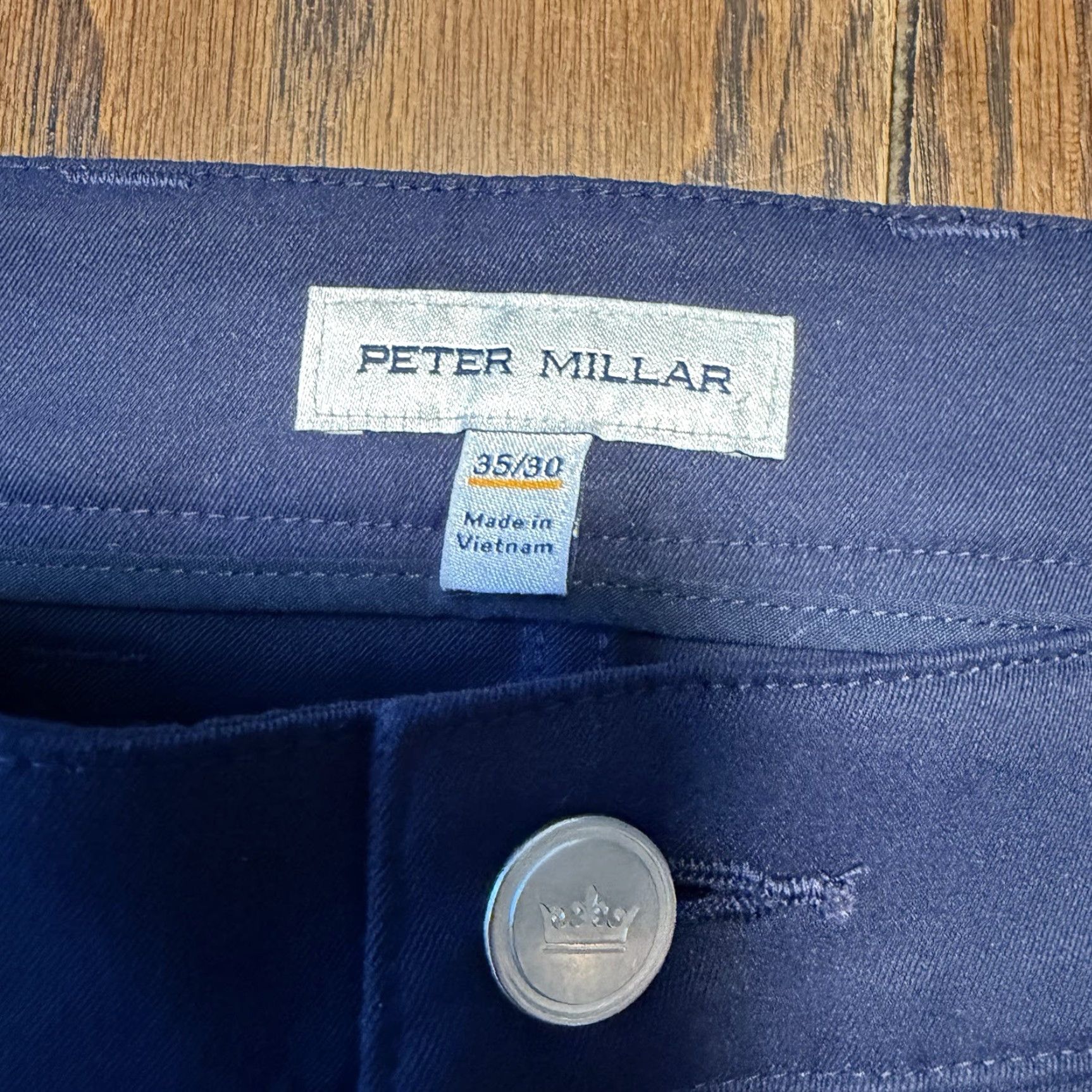 Peter Millar Peter Millar Crown Sport Mens Chino Golf Pants Straight Leg Flat Front Blue 35x30 Regular Menswear Golf Size US 35 - 5 Thumbnail