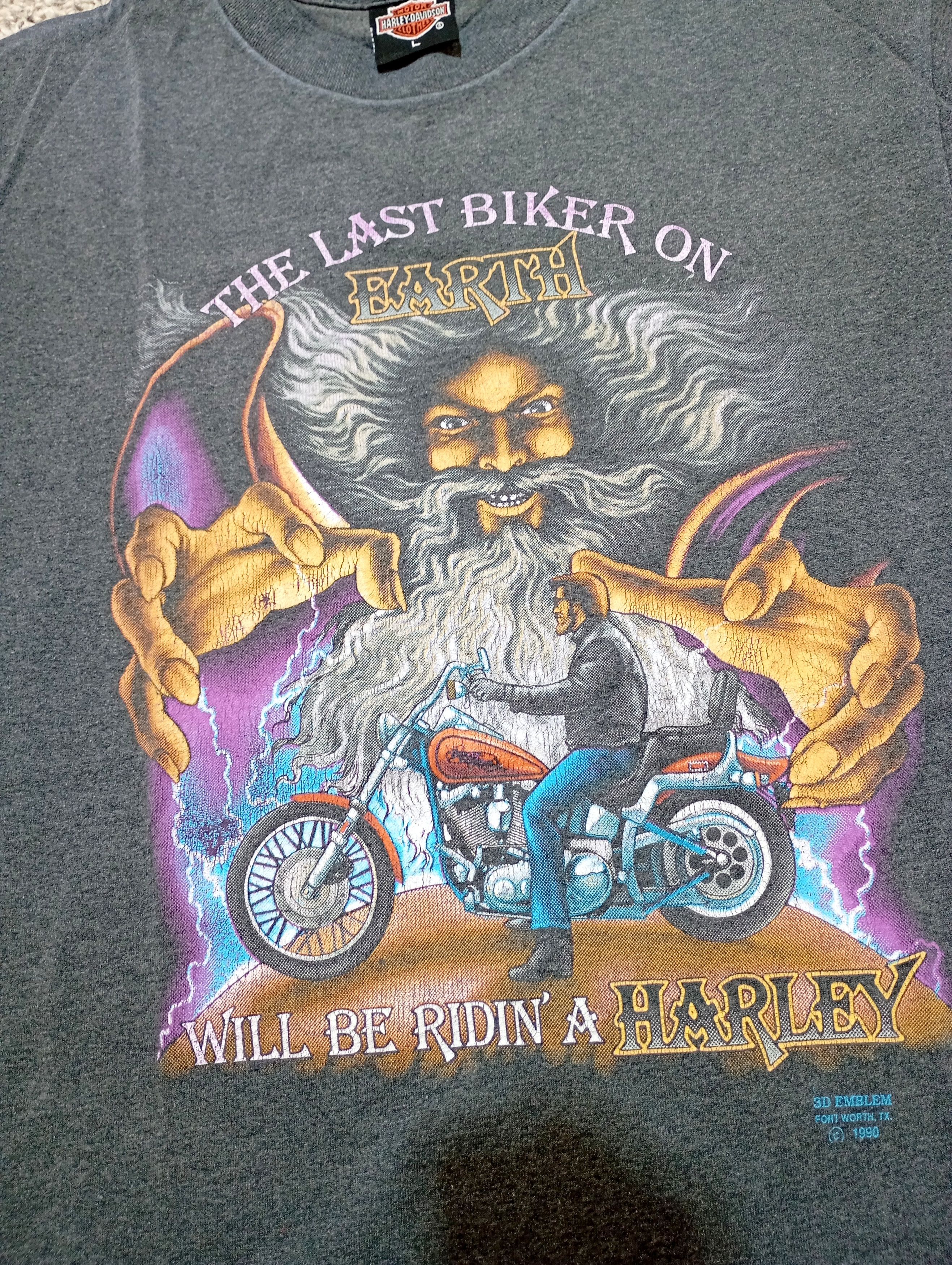 Harley Davidson Harley Davidson 1990 3D Emblem Last Biker On Earth T-shirt L Size US L / EU 52-54 / 3 - 3 Thumbnail