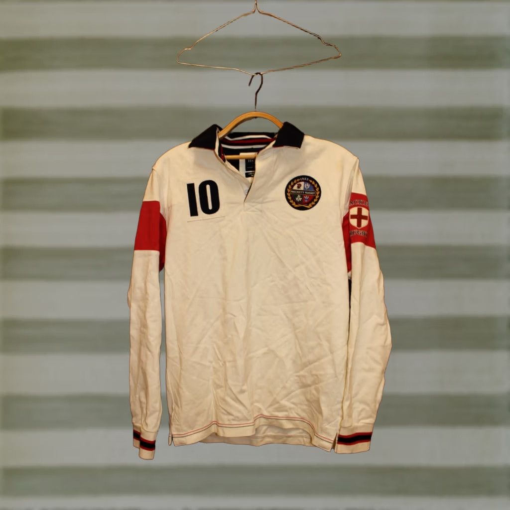 Vintage Hackett London England Rugby Polo Longsleeve Jersey S Men White Limited edition #10 Rugby Shirt Mens Size US S / EU 44-46 / 1 - 1 Thumbnail