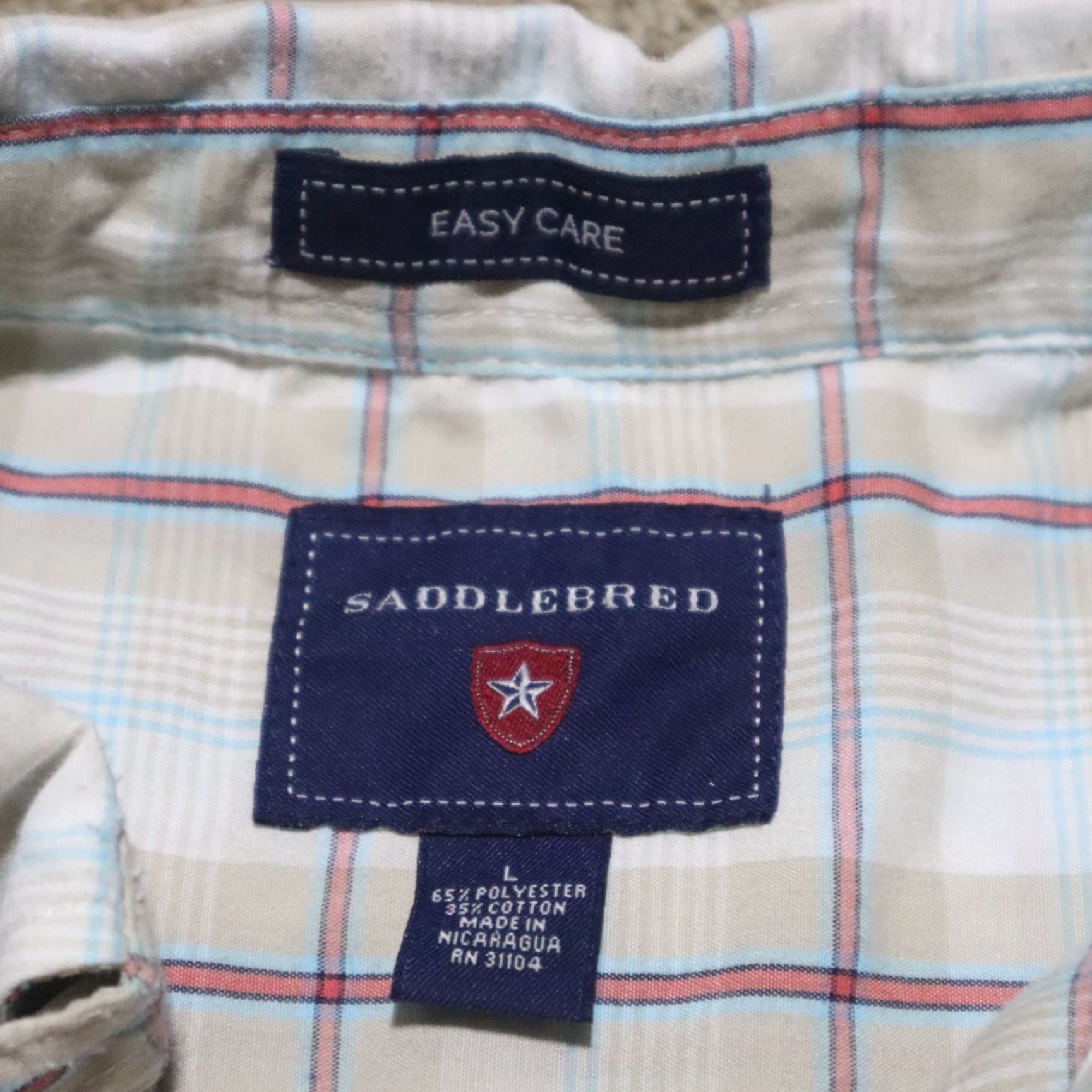 Vintage Saddlebred Button-Down Shirt Tan Beige Plaid Checkered Short Sleeve Pocket Men L Large Shirt Mens Button-Up Casual Workwear 90s? Size US L / EU 52-54 / 3 - 3 Thumbnail