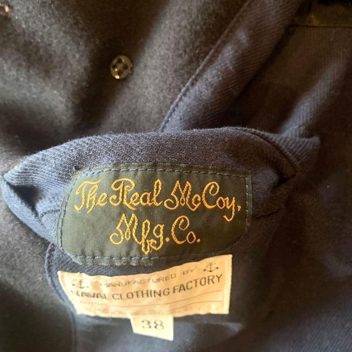 Vintage REAL McCOY'S Wool Pea Coat Jacket Men 38 Navy 13 Star Button Size US XXS / EU 40 - 5 Thumbnail