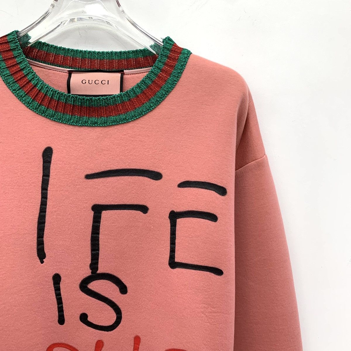 Gucci Gucci Pink Letter Embroidered Long Sleeve Knit Sweater K26WX Size S / US 4 / IT 40 - 3 Thumbnail