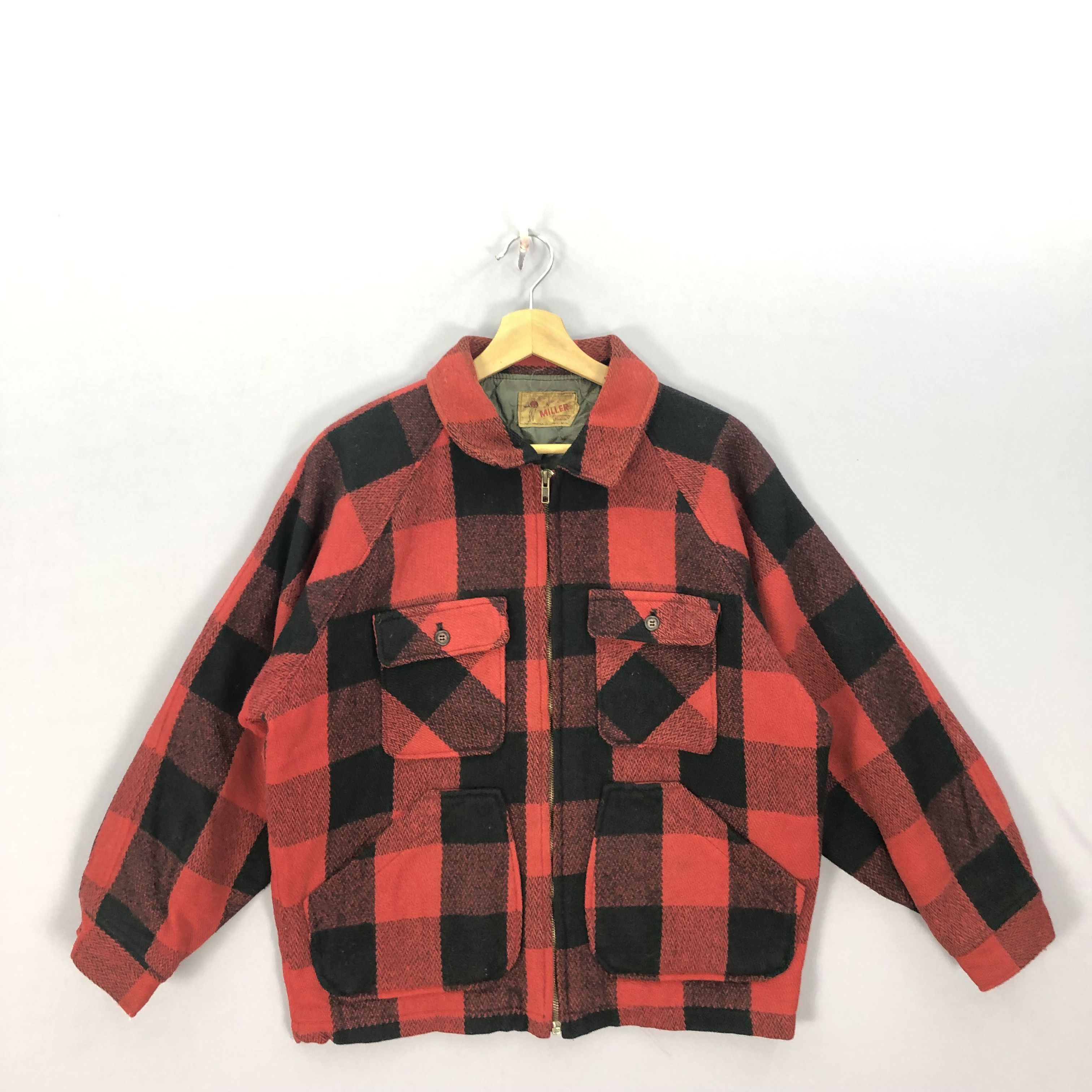Vintage Vintage 70s Miller Checkered Wool Zipper Tartan Plaid Jacket Size US M / EU 48-50 / 2 - 1 Thumbnail
