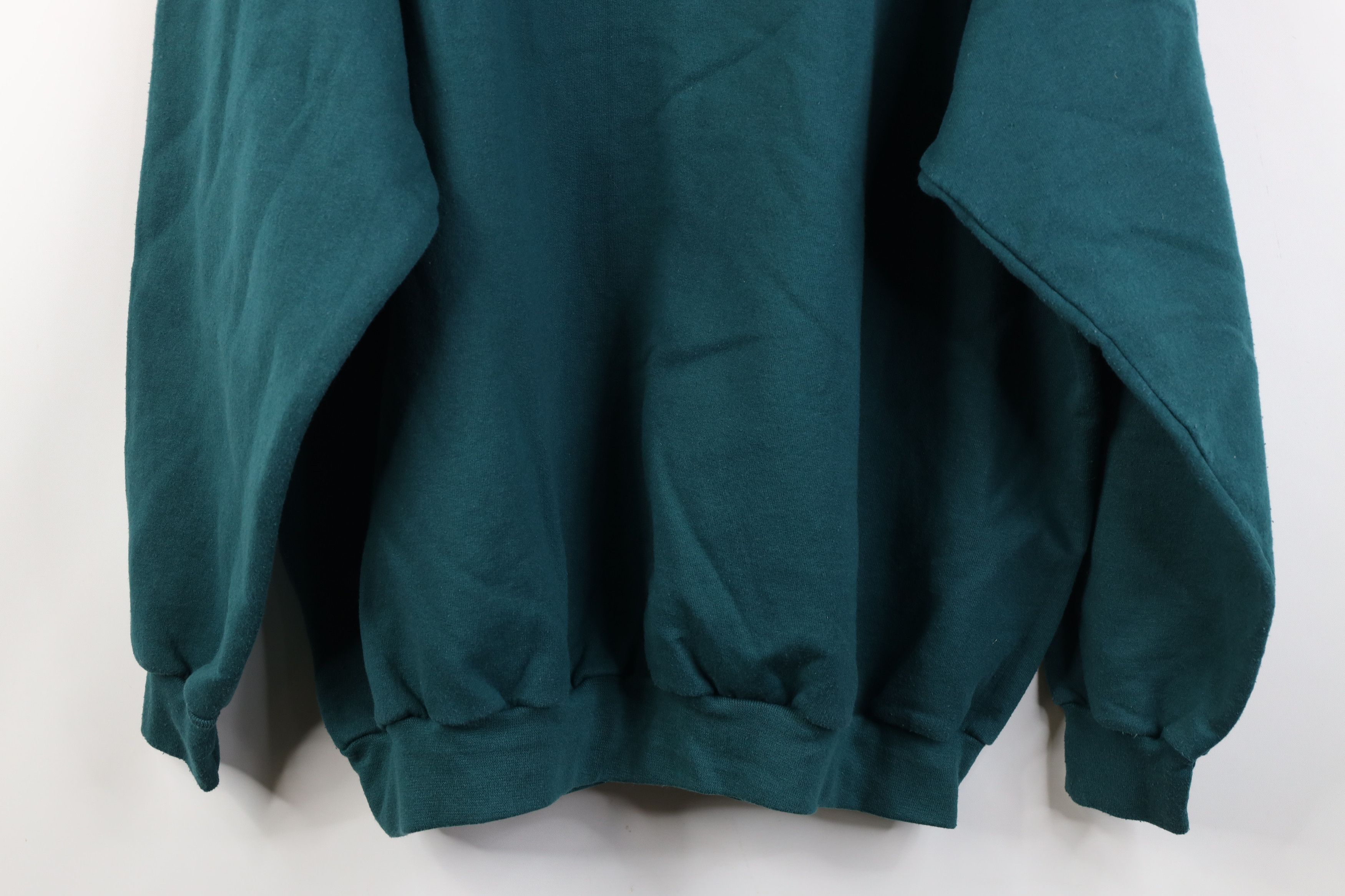 Vintage Vintage 90s Streetwear Faded Blank Crewneck Sweatshirt Green Size US XXL / EU 58 / 5 - 11 Thumbnail