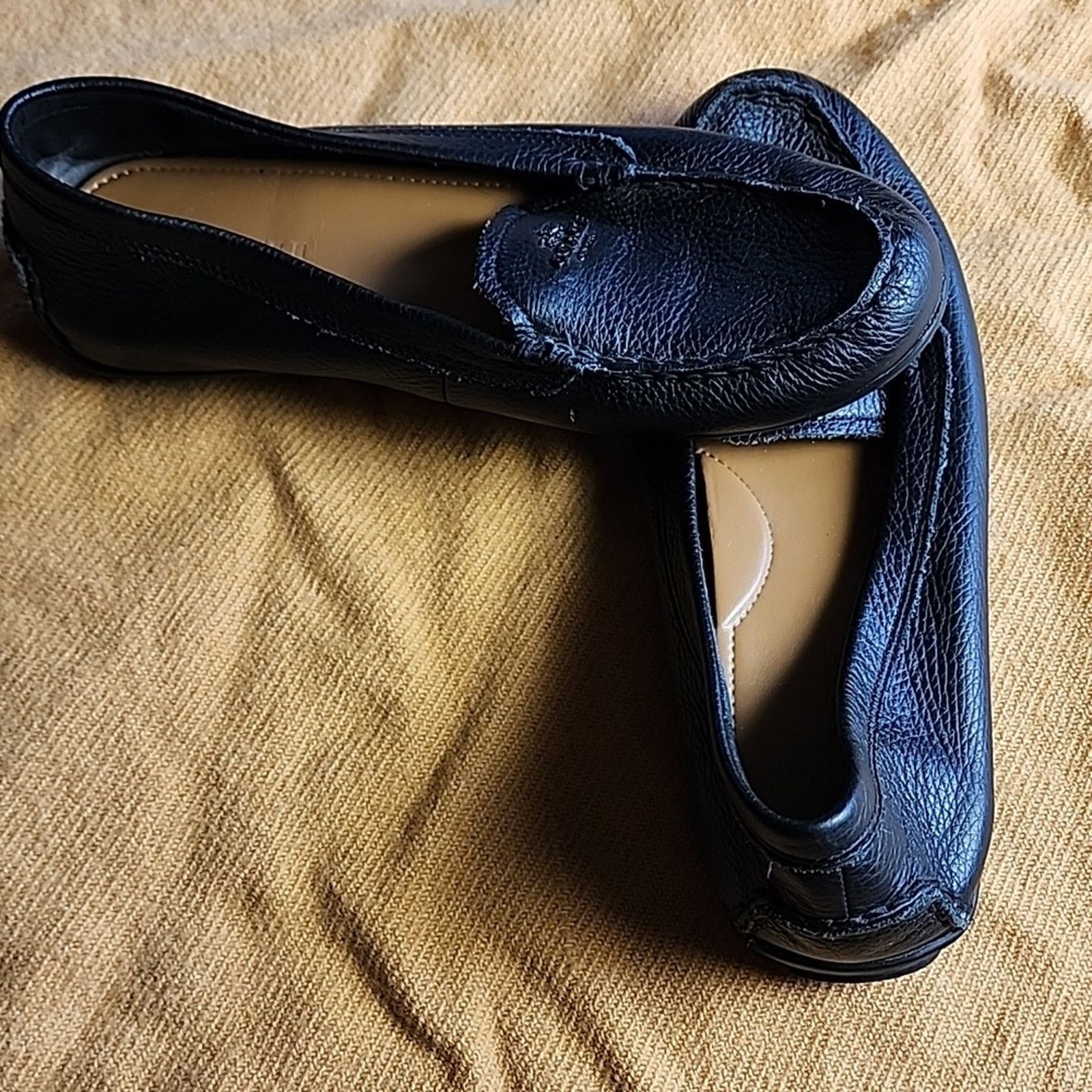 Coach Coach Black Textured Leather Loafers Size US 8 / IT 38 - 1 Thumbnail