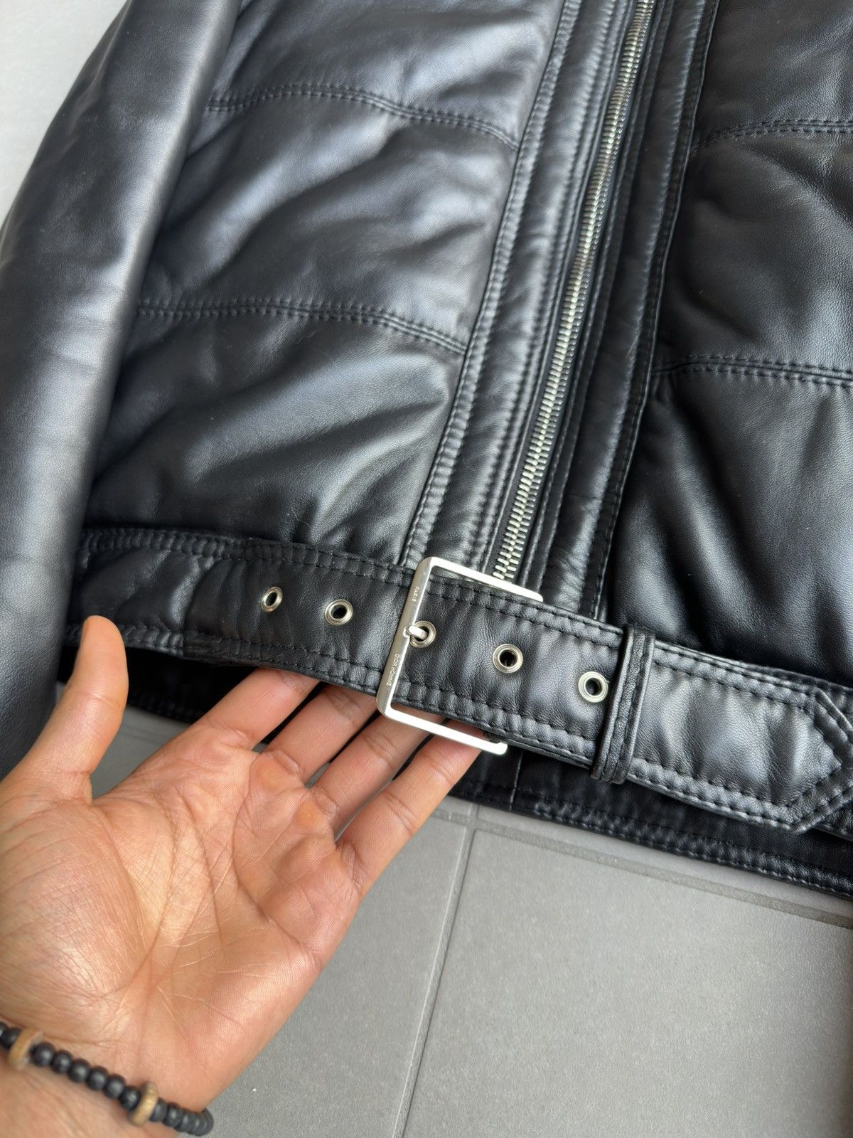 Dior × Hedi Slimane Dior Homme AW04 “VOTC” fur hooded leather jacket Size US M / EU 48-50 / 2 - 8 Thumbnail