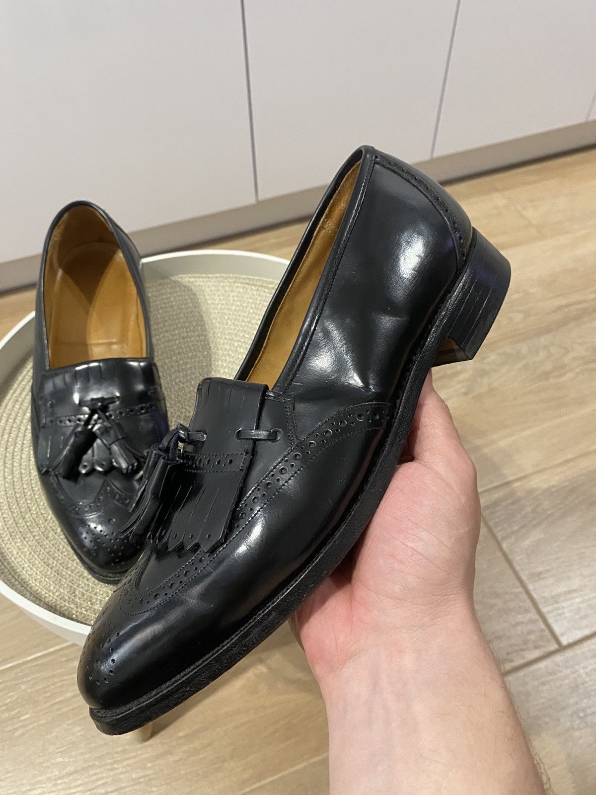 Johnston & Murphy Johnston & Murphy Optima Kiltie Tassel Wingtip Black Loafers Size US 9.5 / EU 42-43 - 9 Thumbnail