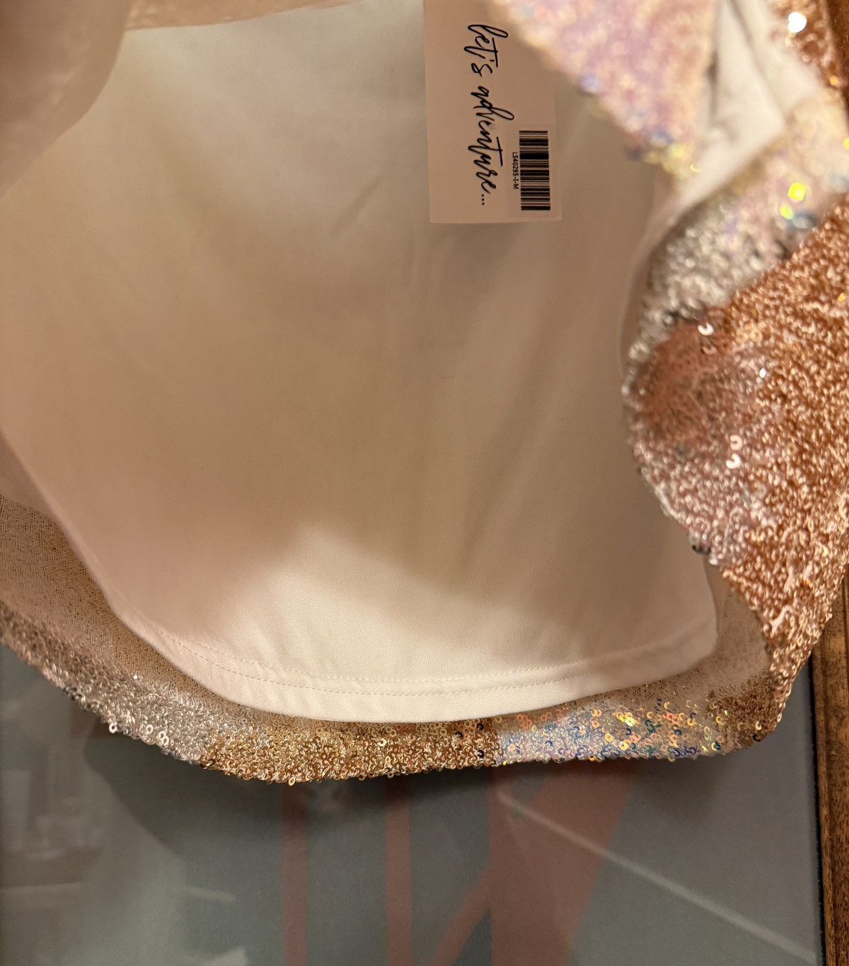 Other Genevieve Ivory Multi Sequin Global Side Slit Mini Skirt Size 28" / US 6 / IT 42 - 6 Thumbnail