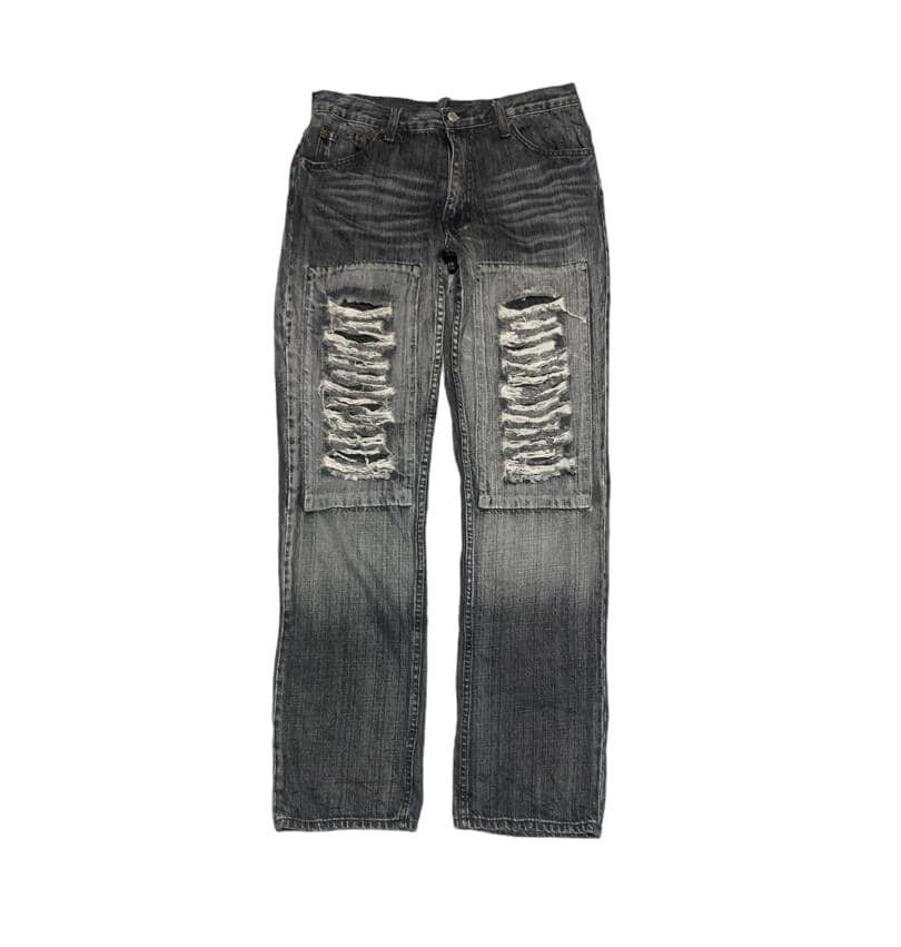 If Six Was Nine Vintage Semantic Design Faded Black Jeans Distressed Style Size US 32 / EU 48 - 1 Thumbnail